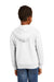 Port & Company PC90YZH Youth Core Pill Resistant Fleece Full Zip Hooded Sweatshirt Hoodie w/ Pockets White Model Back
