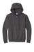 Port & Company PC90ZH/PC90ZHT Mens Essential Pill Resistant Fleece Full Zip Hooded Sweatshirt Hoodie w/ Pockets Charcoal Grey Flat Front