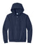 Port & Company PC90ZH/PC90ZHT Mens Essential Pill Resistant Fleece Full Zip Hooded Sweatshirt Hoodie w/ Pockets Navy Blue Flat Front