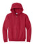 Port & Company PC90ZH/PC90ZHT Mens Essential Pill Resistant Fleece Full Zip Hooded Sweatshirt Hoodie w/ Pockets Red Flat Front