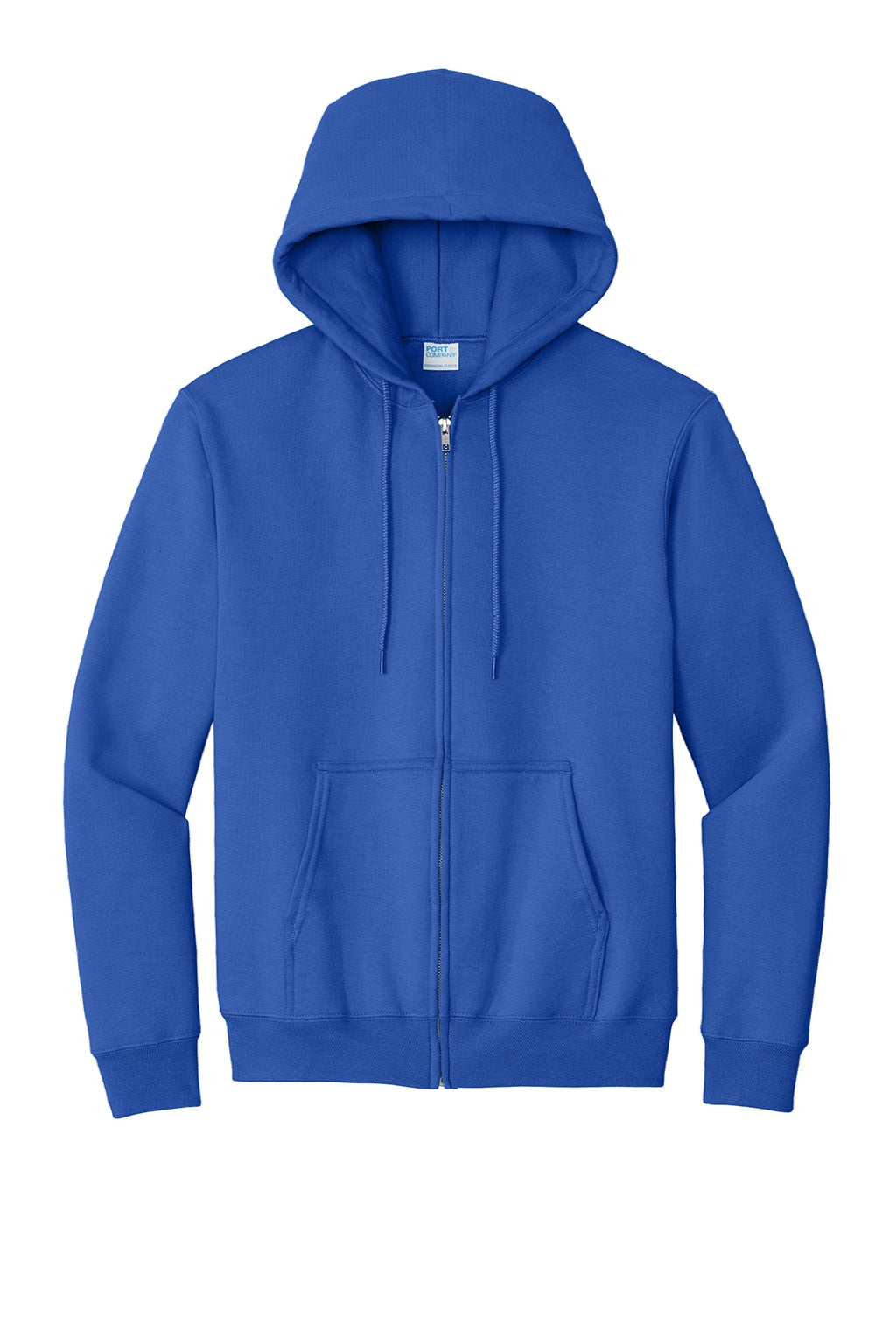 Port & Company PC90ZH/PC90ZHT Mens Essential Pill Resistant Fleece Full Zip Hooded Sweatshirt Hoodie w/ Pockets Royal Blue Flat Front