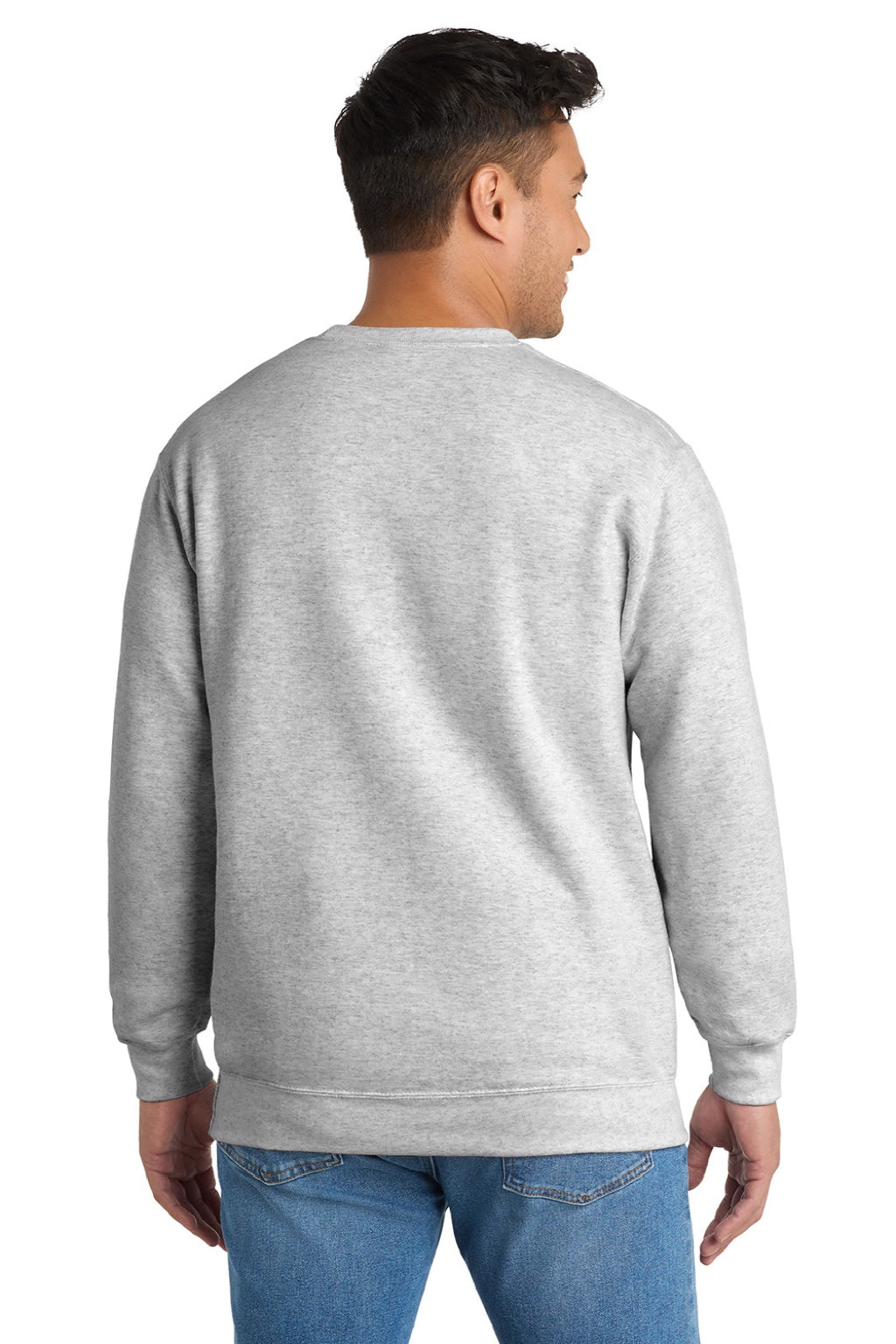 Port & Company PC90/PC90T Mens Essential Pill Resistant Fleece Crewneck Sweatshirt Ash Grey Model Back