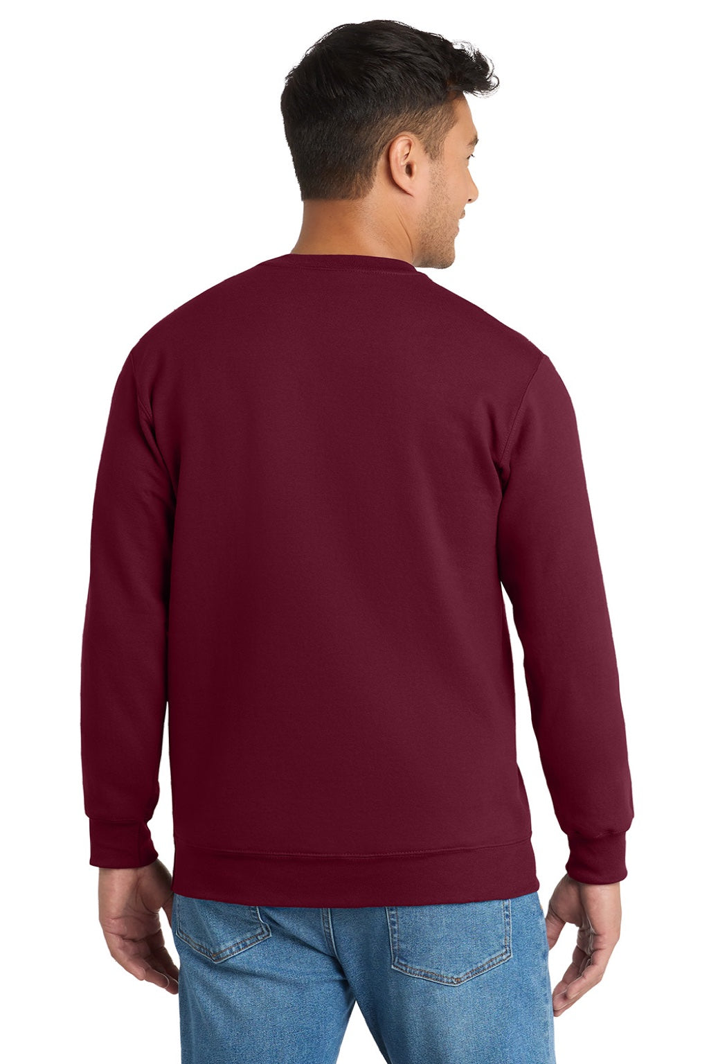 Port & Company PC90/PC90T Mens Essential Pill Resistant Fleece Crewneck Sweatshirt Cardinal Red Model Back