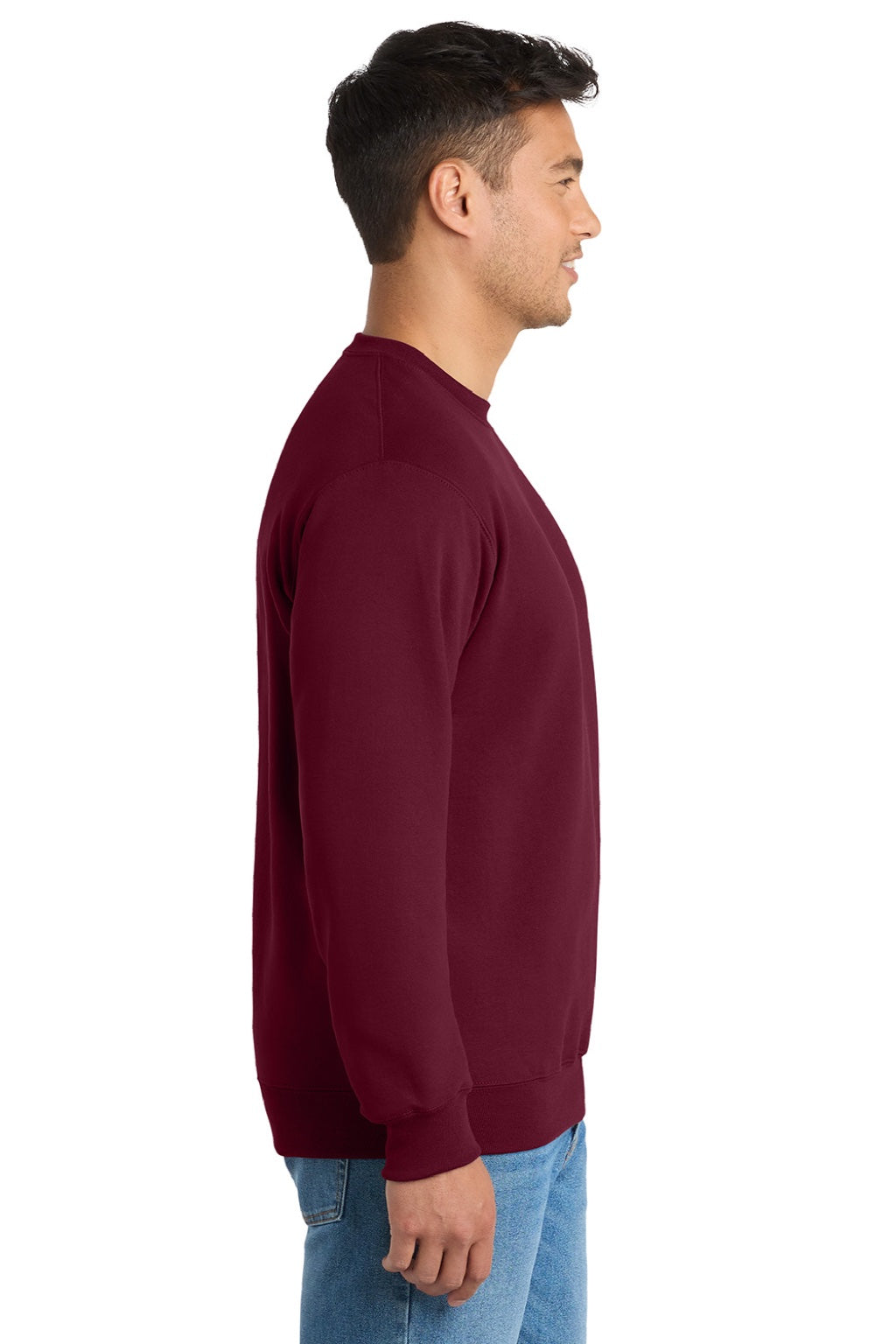 Port & Company PC90/PC90T Mens Essential Pill Resistant Fleece Crewneck Sweatshirt Cardinal Red Model Side