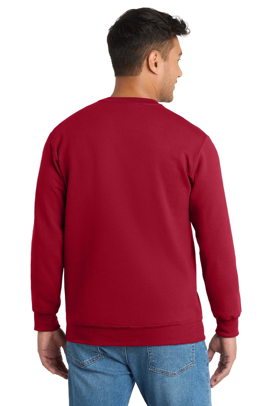 Port & Company PC90/PC90T Mens Essential Pill Resistant Fleece Crewneck Sweatshirt Red Model Back
