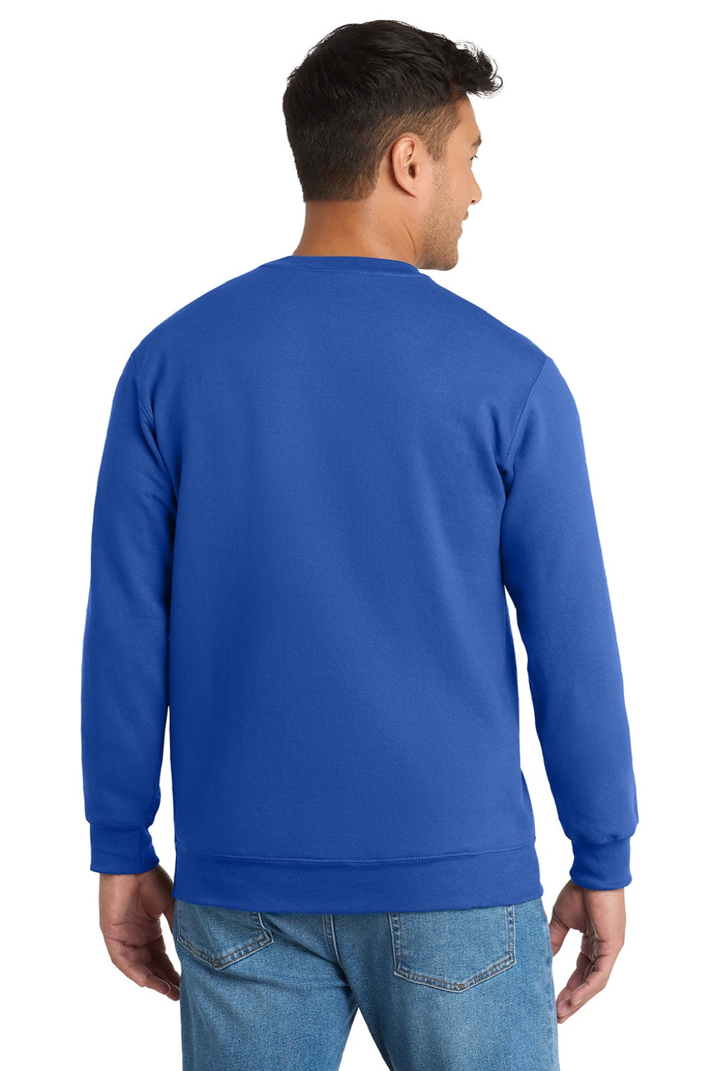 Port & Company PC90/PC90T Mens Essential Pill Resistant Fleece Crewneck Sweatshirt Royal Blue Model Back
