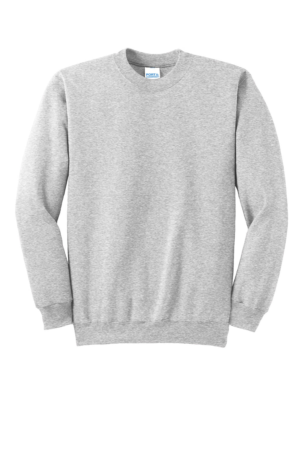 Port & Company PC90/PC90T Mens Essential Pill Resistant Fleece Crewneck Sweatshirt Ash Grey Flat Front