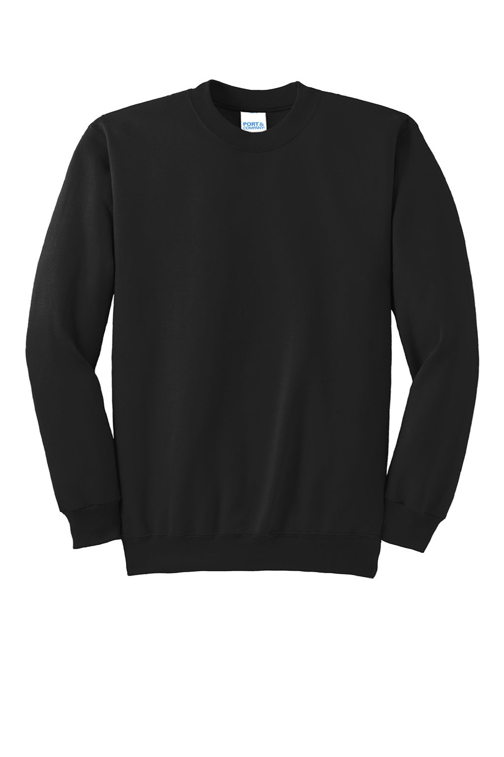Port & Company PC90/PC90T Mens Essential Pill Resistant Fleece Crewneck Sweatshirt Jet Black Flat Front