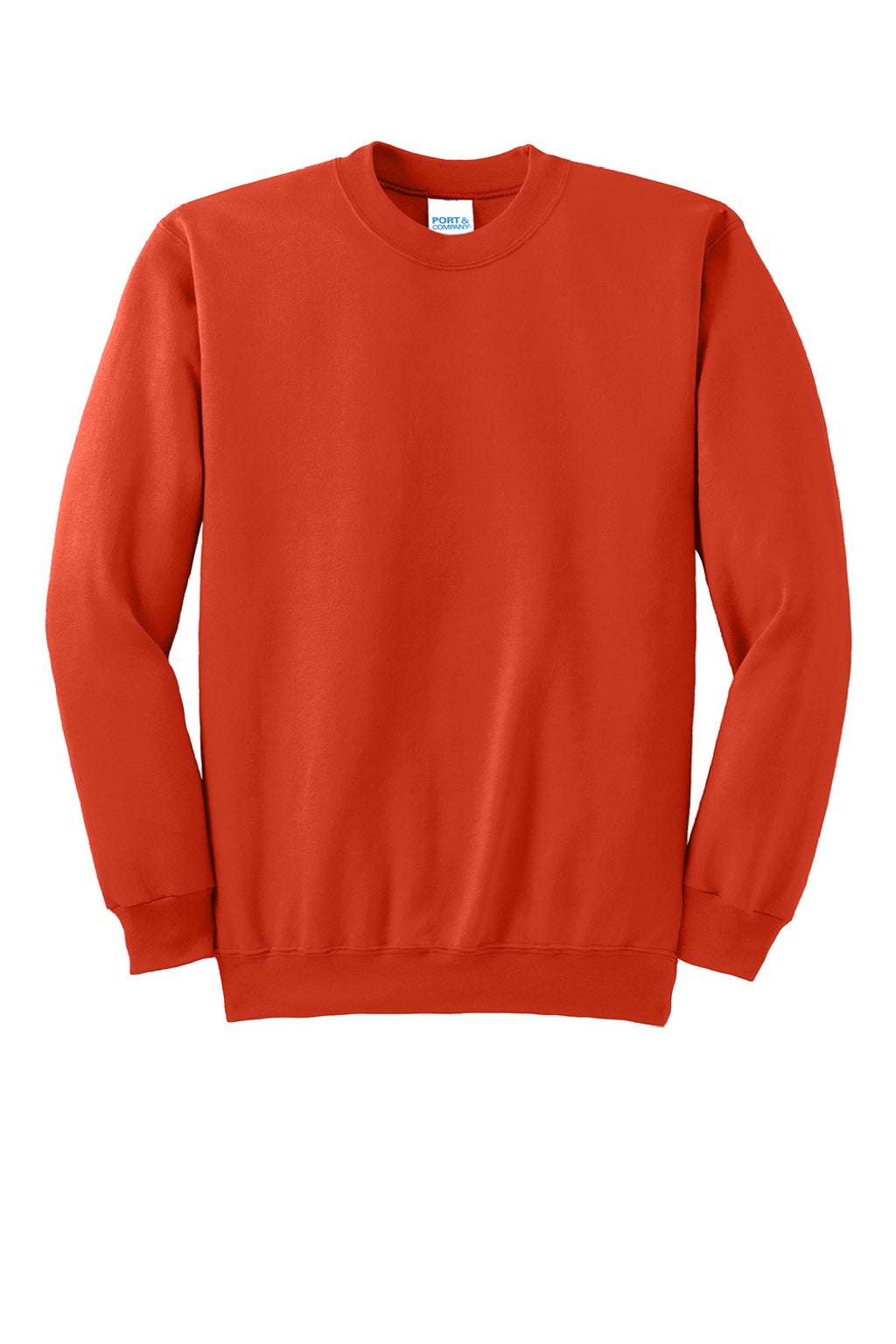 Port & Company PC90/PC90T Mens Essential Pill Resistant Fleece Crewneck Sweatshirt Orange Flat Front