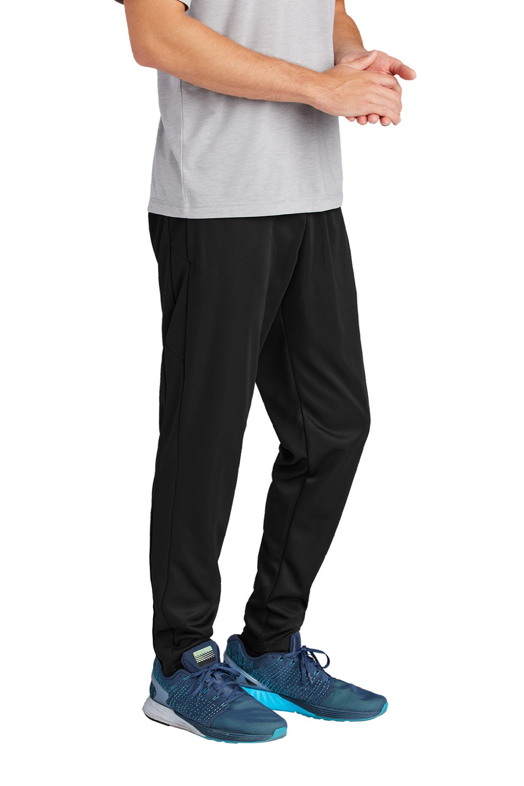 Sport-Tek PST800 Mens Moisture Wicking Travel Pants w/ Pockets Black Model Side