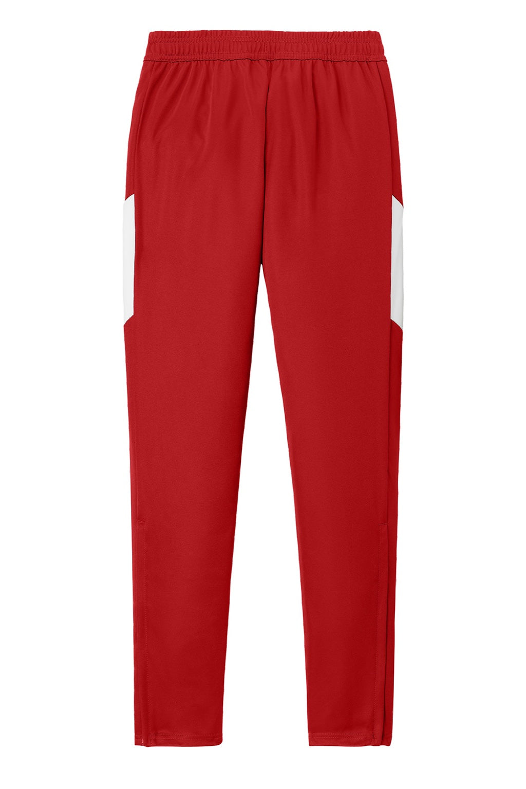 Sport-Tek PST800 Mens Moisture Wicking Travel Pants w/ Pockets Deep Red/White Flat Back