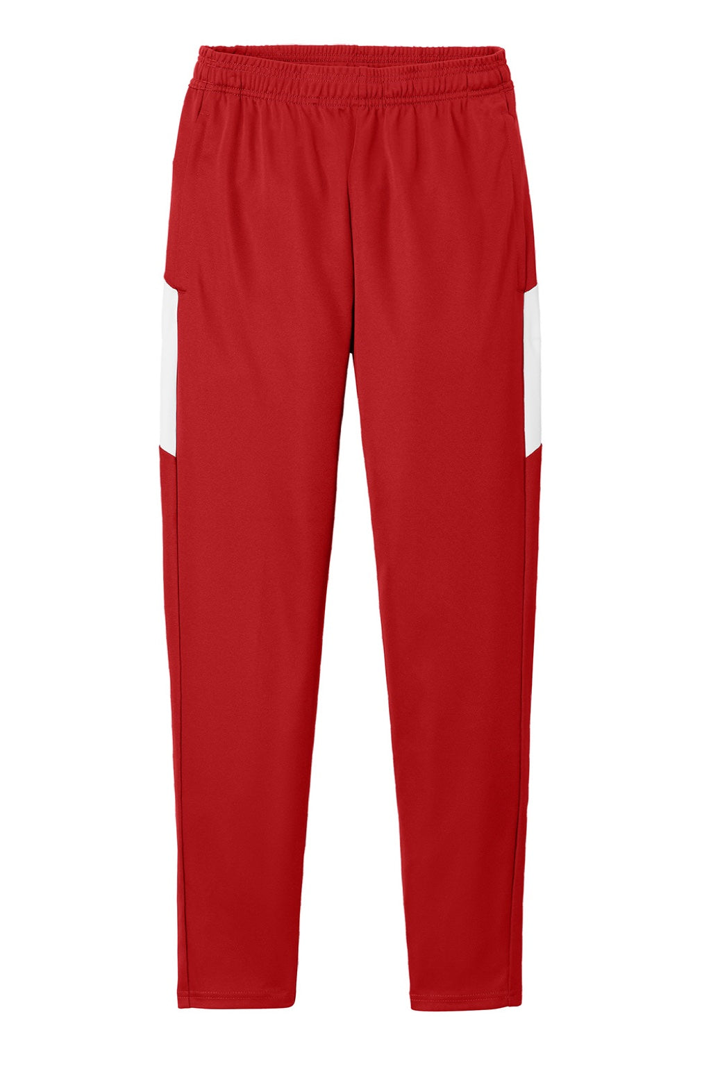 Sport-Tek PST800 Mens Moisture Wicking Travel Pants w/ Pockets Deep Red/White Flat Front