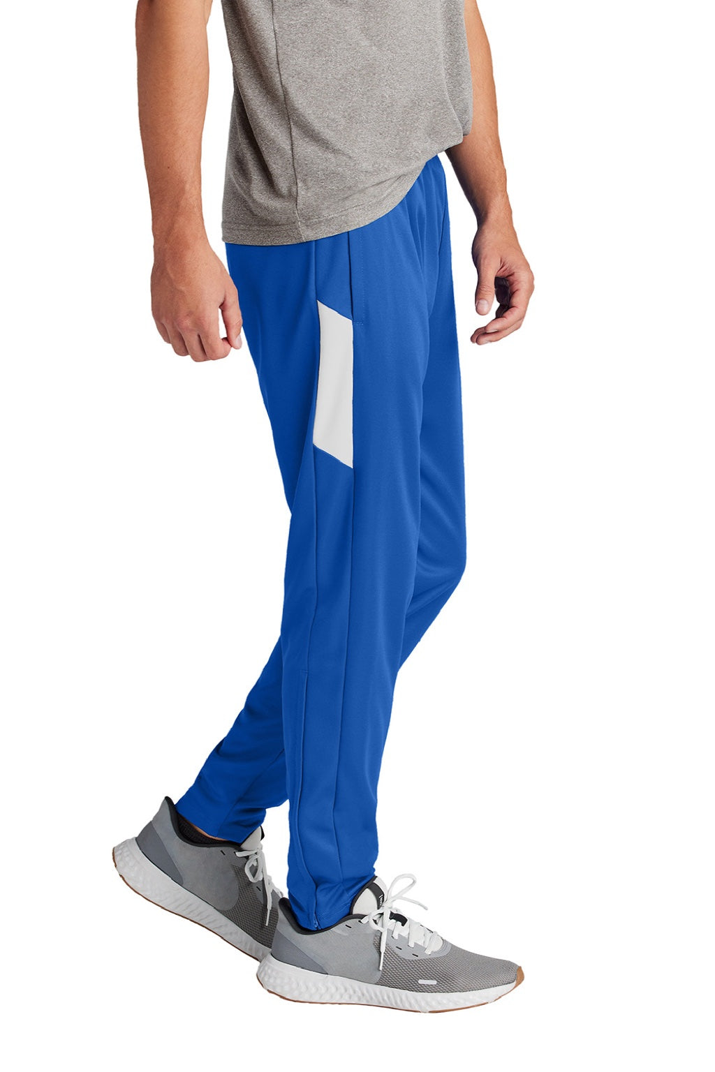 Sport-Tek PST800 Mens Moisture Wicking Travel Pants w/ Pockets True Royal Blue/White Model Side