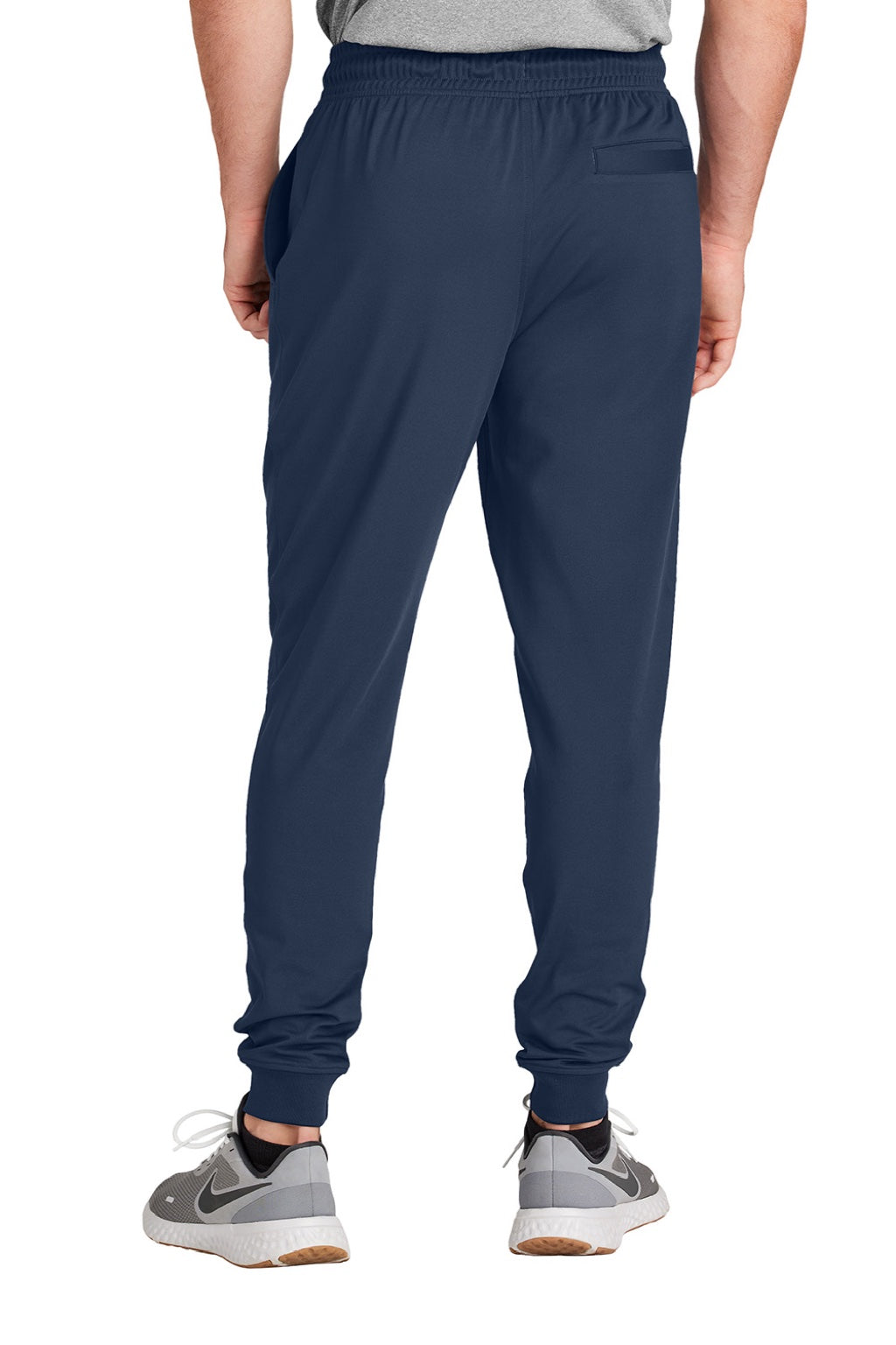 Sport-Tek PST858 Mens Sport-Wick Moisture Wicking Jogger Sweatpants w/ Pockets True Navy Blue Model Back