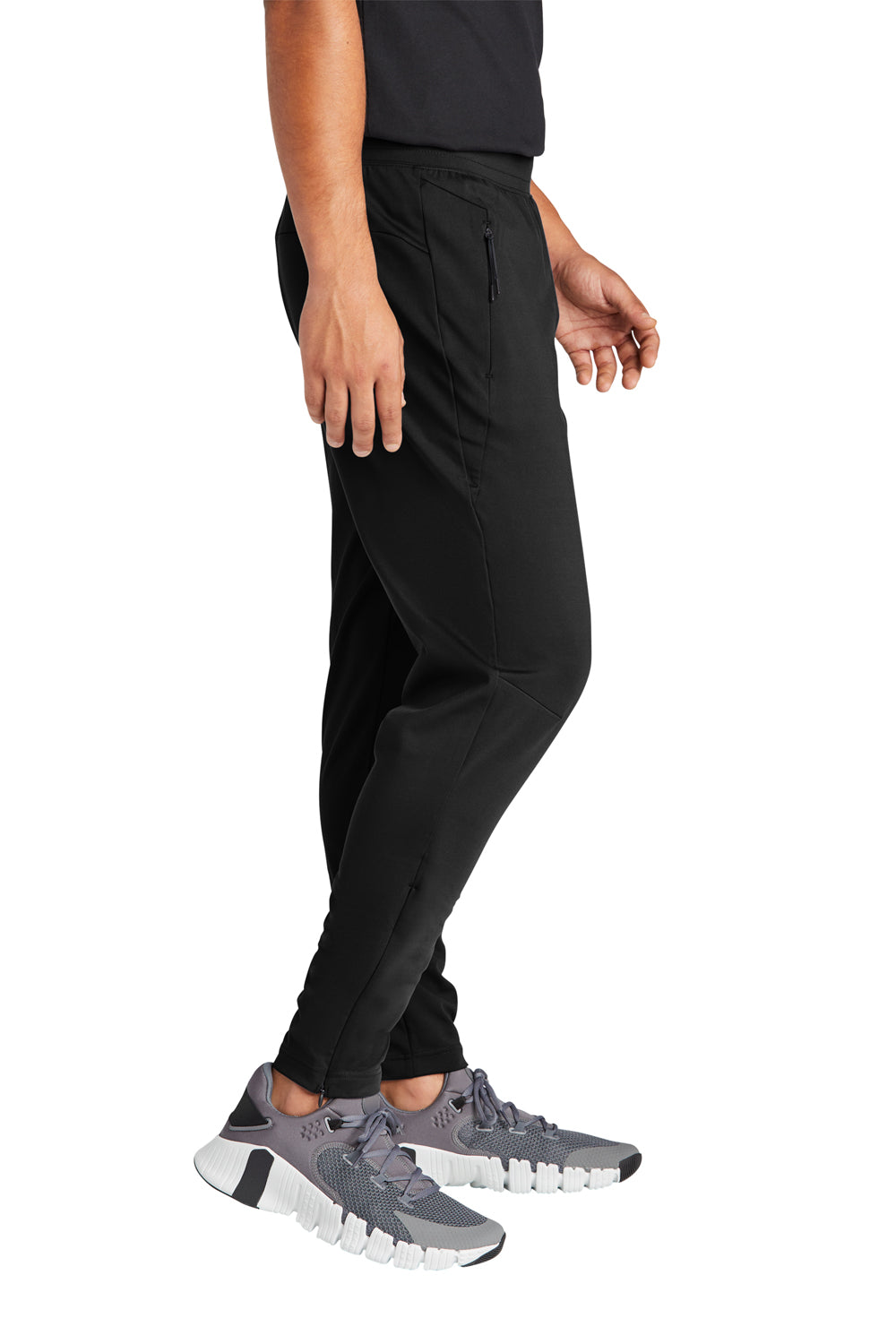 Sport-Tek PST871 Mens Circuit Jogger Sweatpants w/ Pockets Deep Black Model Side