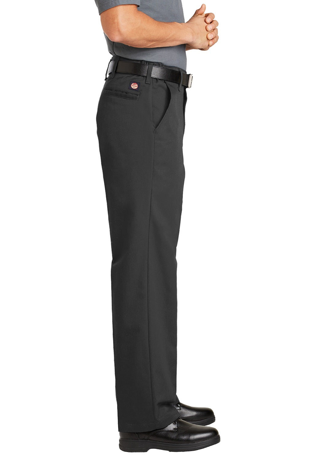 Red Kap PT60 Mens Elastic Insert Wrinkle Resistant Pants w/ Pocket Charcoal Grey Model Side