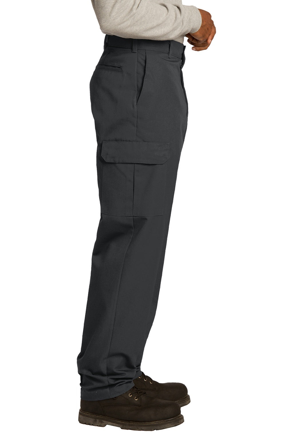 Red Kap PT88 Mens Industrial Wrinkle Resistant Cargo Pants w/ Pockets Black Model Side