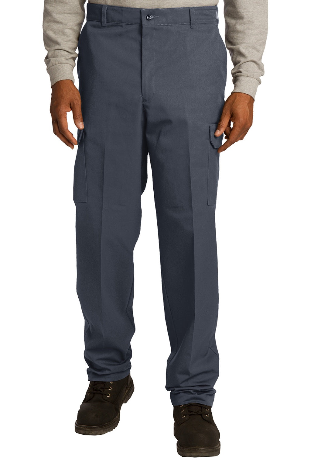 Red Kap PT88 Mens Industrial Wrinkle Resistant Cargo Pants w/ Pockets Charcoal Grey Model Front