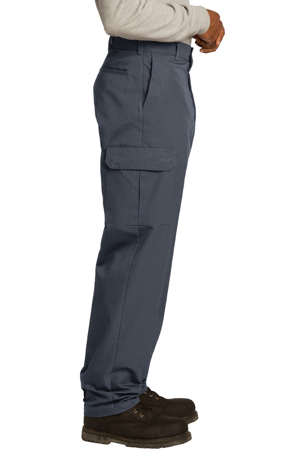 Red Kap PT88 Mens Industrial Wrinkle Resistant Cargo Pants w/ Pockets Charcoal Grey Model Side