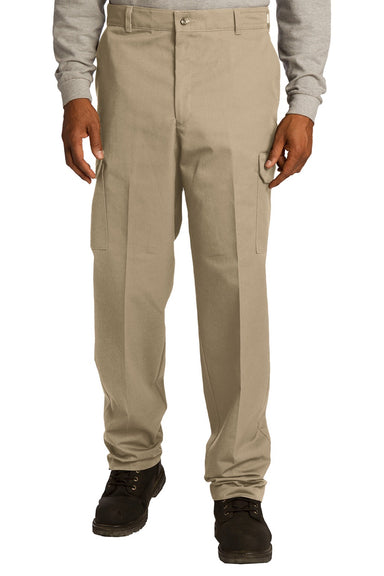 Red Kap PT88 Mens Industrial Wrinkle Resistant Cargo Pants w/ Pockets Khaki Brown Model Front