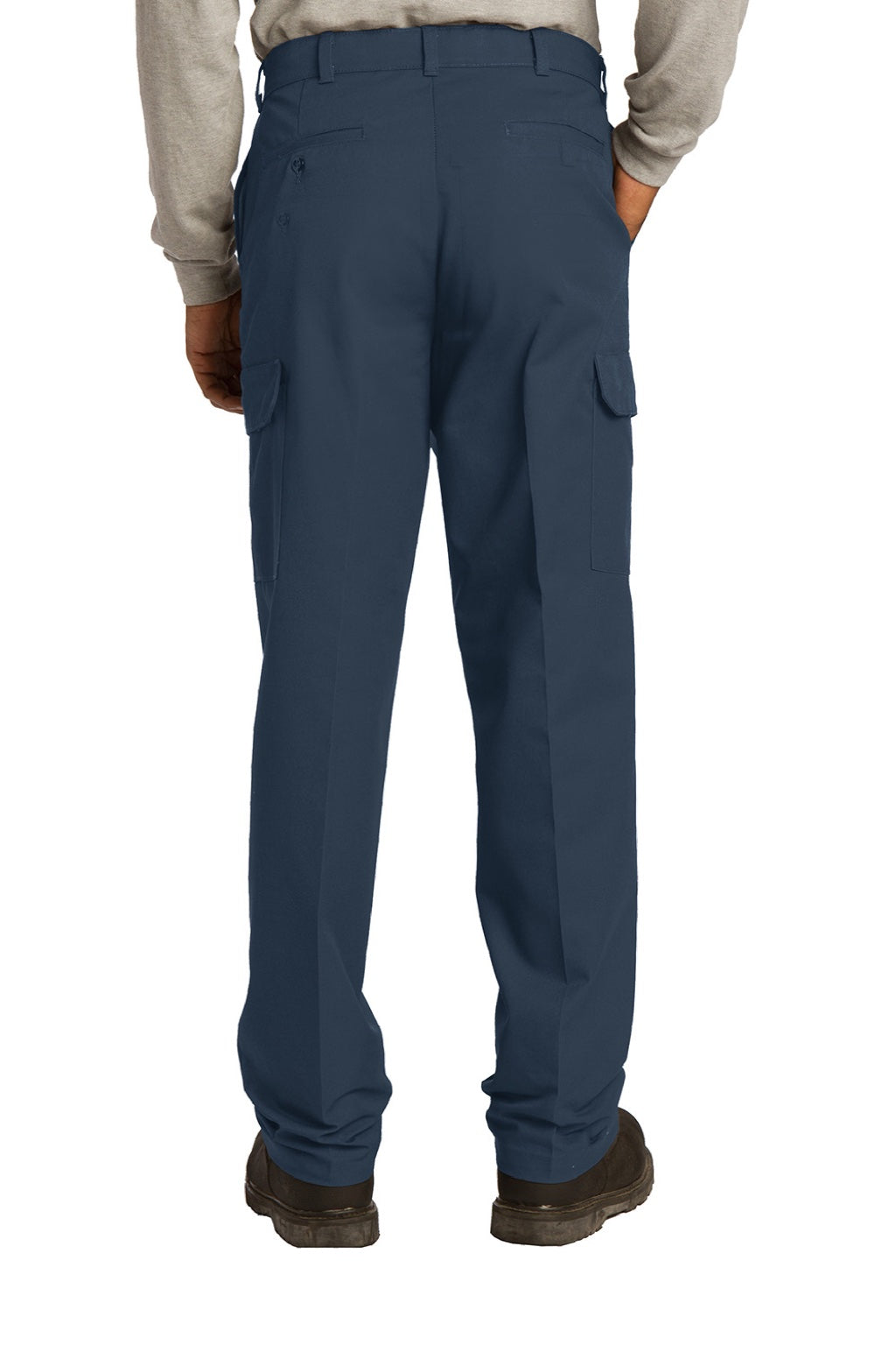 Red Kap PT88 Mens Industrial Wrinkle Resistant Cargo Pants w/ Pockets Navy Blue Model Back