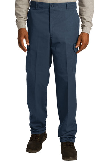 Red Kap PT88 Mens Industrial Wrinkle Resistant Cargo Pants w/ Pockets Navy Blue Model Front