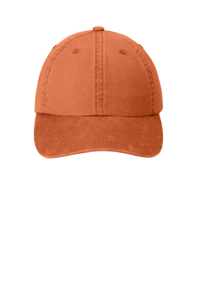 Port Authority Hats PWU Mens Adjustable Hat Cooked Carrot Orange Flat Front