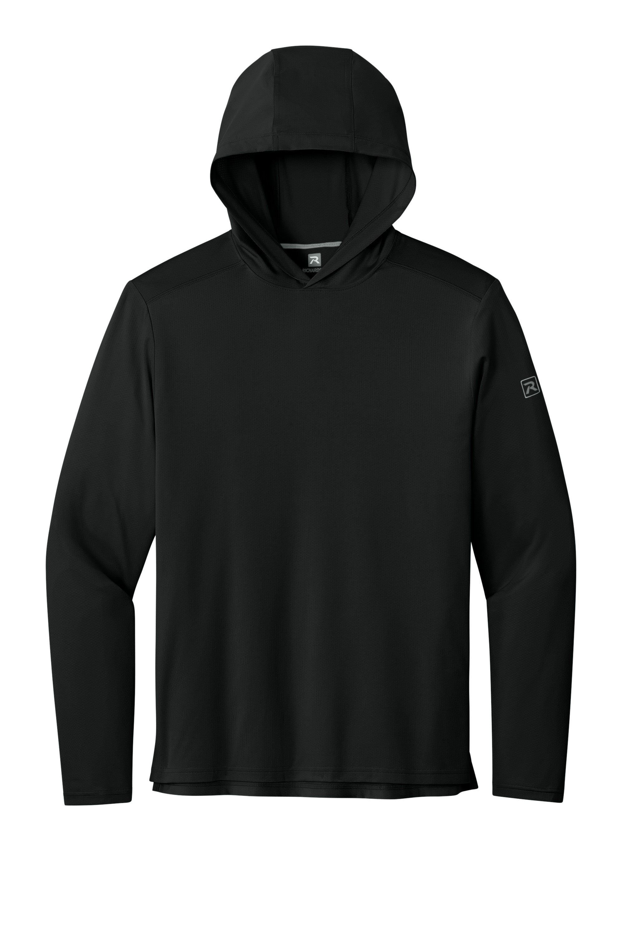 Richardson RA7110LSH Mens Clutch Long Sleeve Hooded T-Shirt Hoodie Black Flat Front