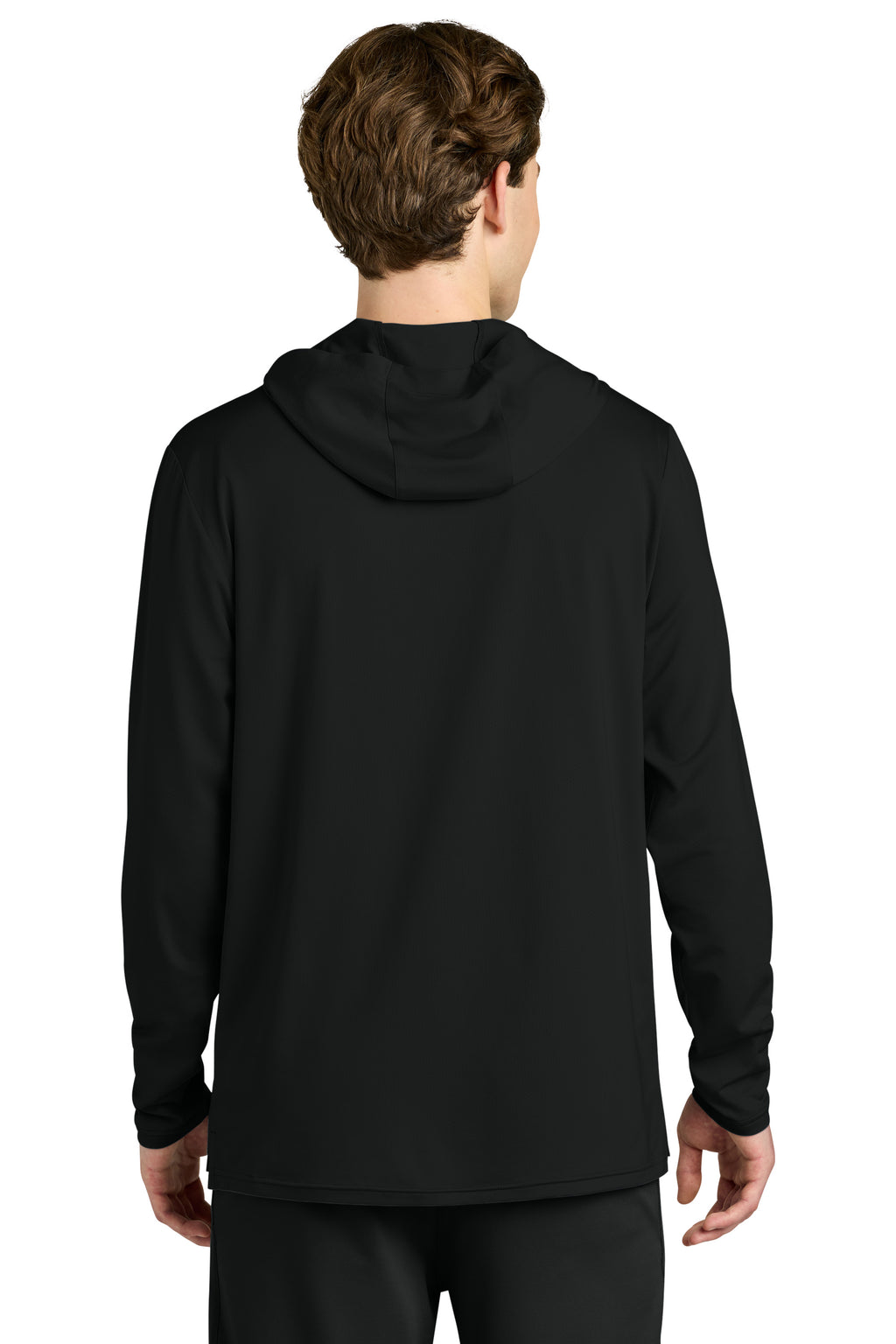 Richardson RA7110LSH Mens Clutch Long Sleeve Hooded T-Shirt Hoodie Black Model Back