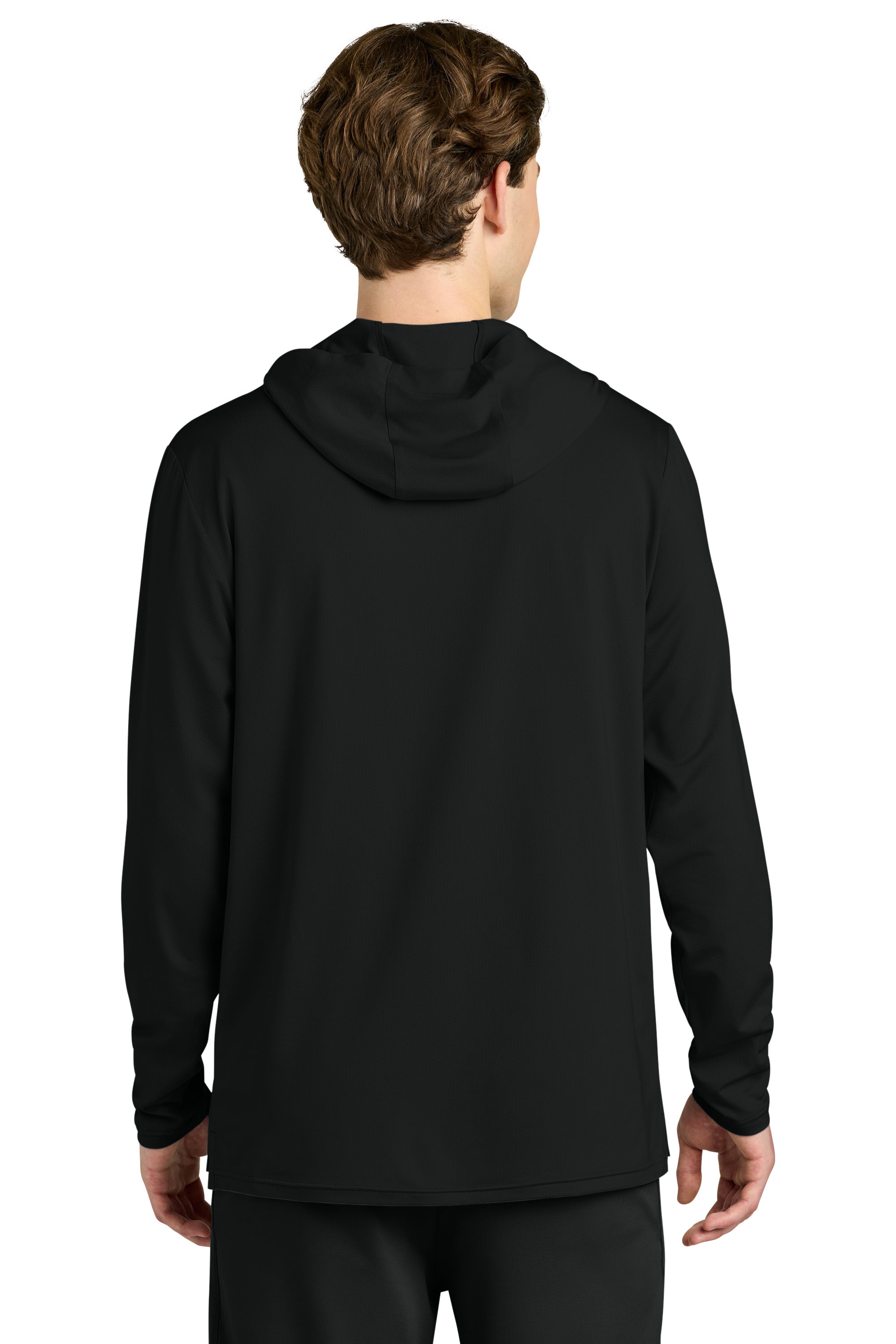 Richardson RA7110LSH Mens Clutch Long Sleeve Hooded T-Shirt Hoodie Black Model Back