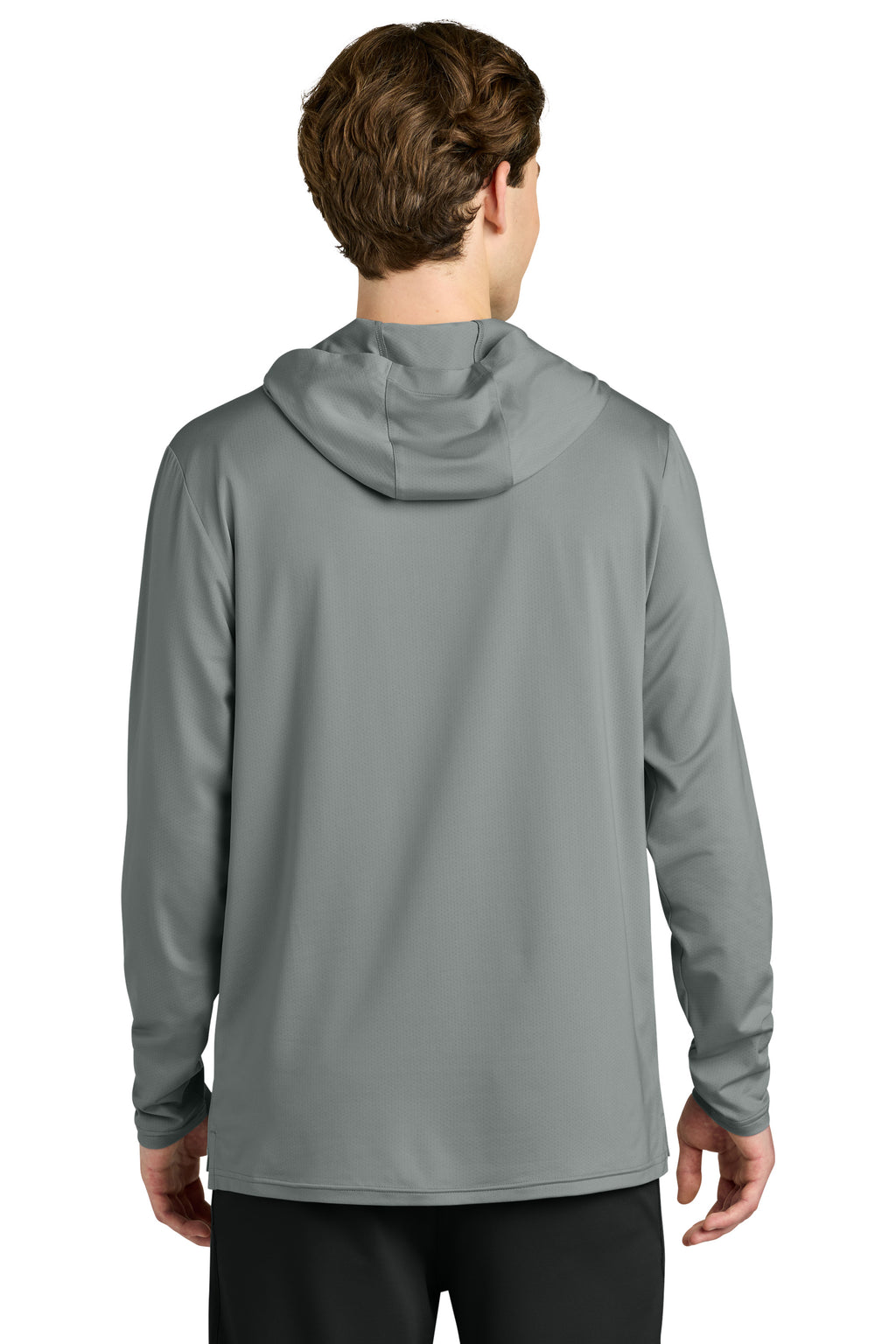 Richardson RA7110LSH Mens Clutch Long Sleeve Hooded T-Shirt Hoodie Grey Model Back