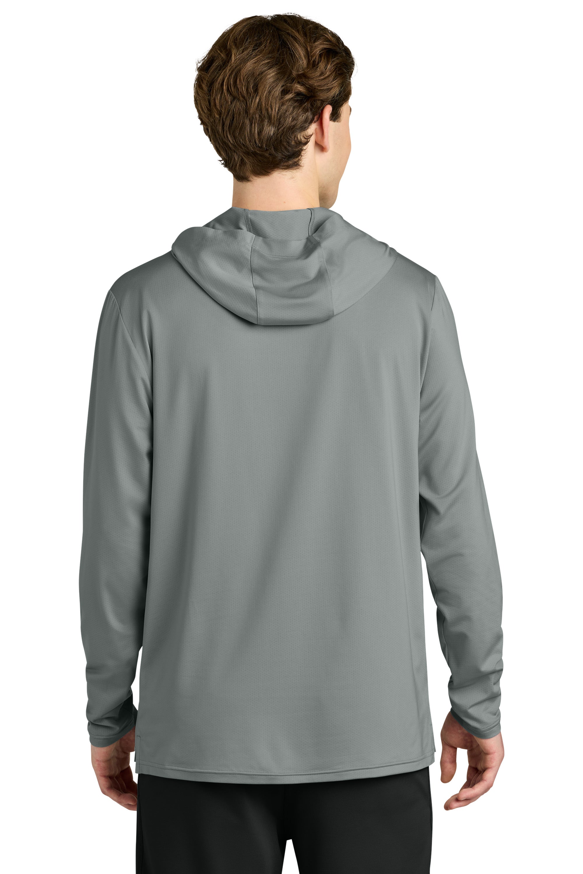 Richardson RA7110LSH Mens Clutch Long Sleeve Hooded T-Shirt Hoodie Grey Model Back