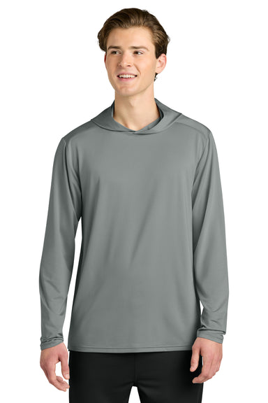 Richardson RA7110LSH Mens Clutch Long Sleeve Hooded T-Shirt Hoodie Grey Model Front