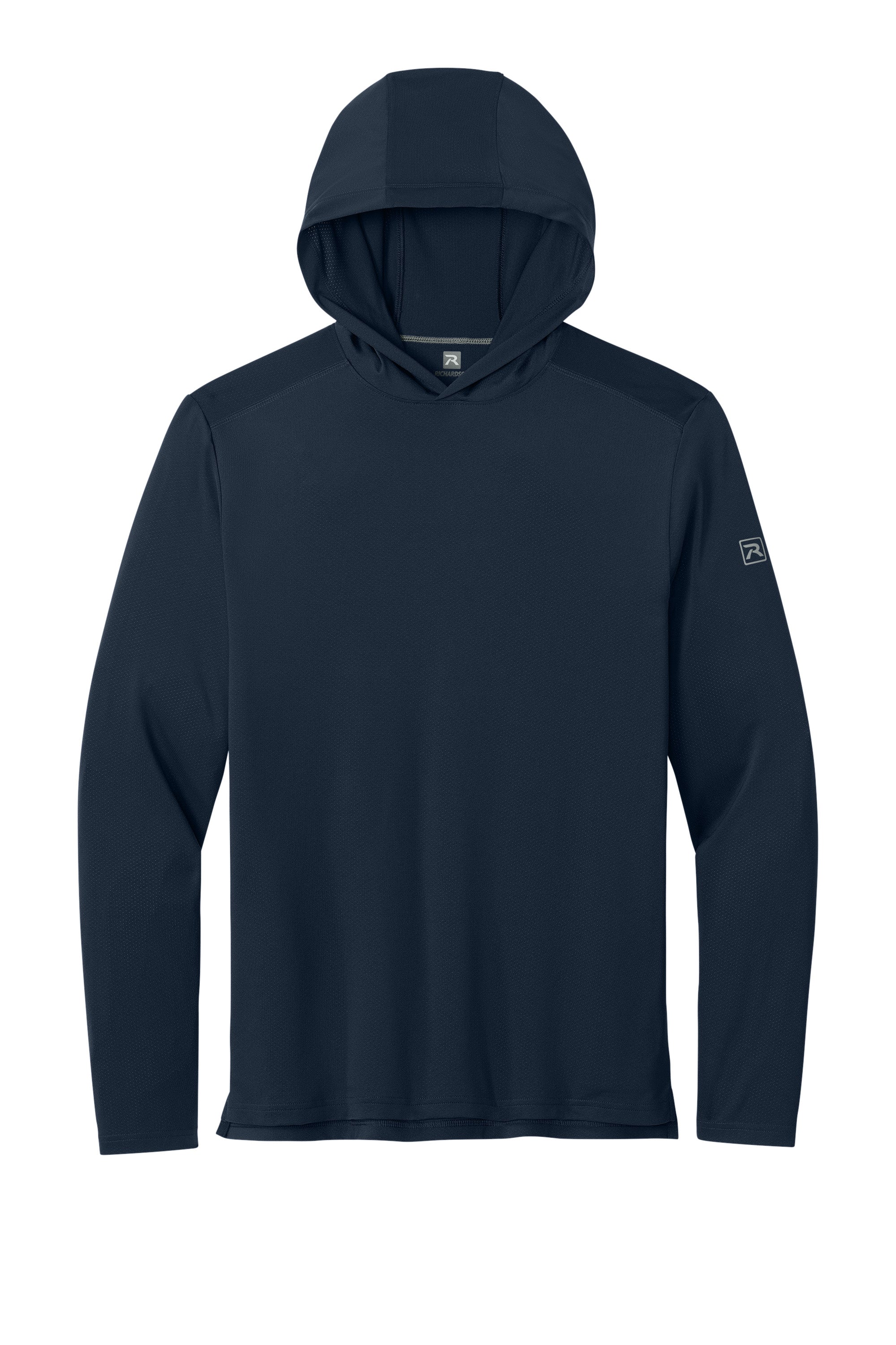 Richardson RA7110LSH Mens Clutch Long Sleeve Hooded T-Shirt Hoodie Navy Blue Flat Front