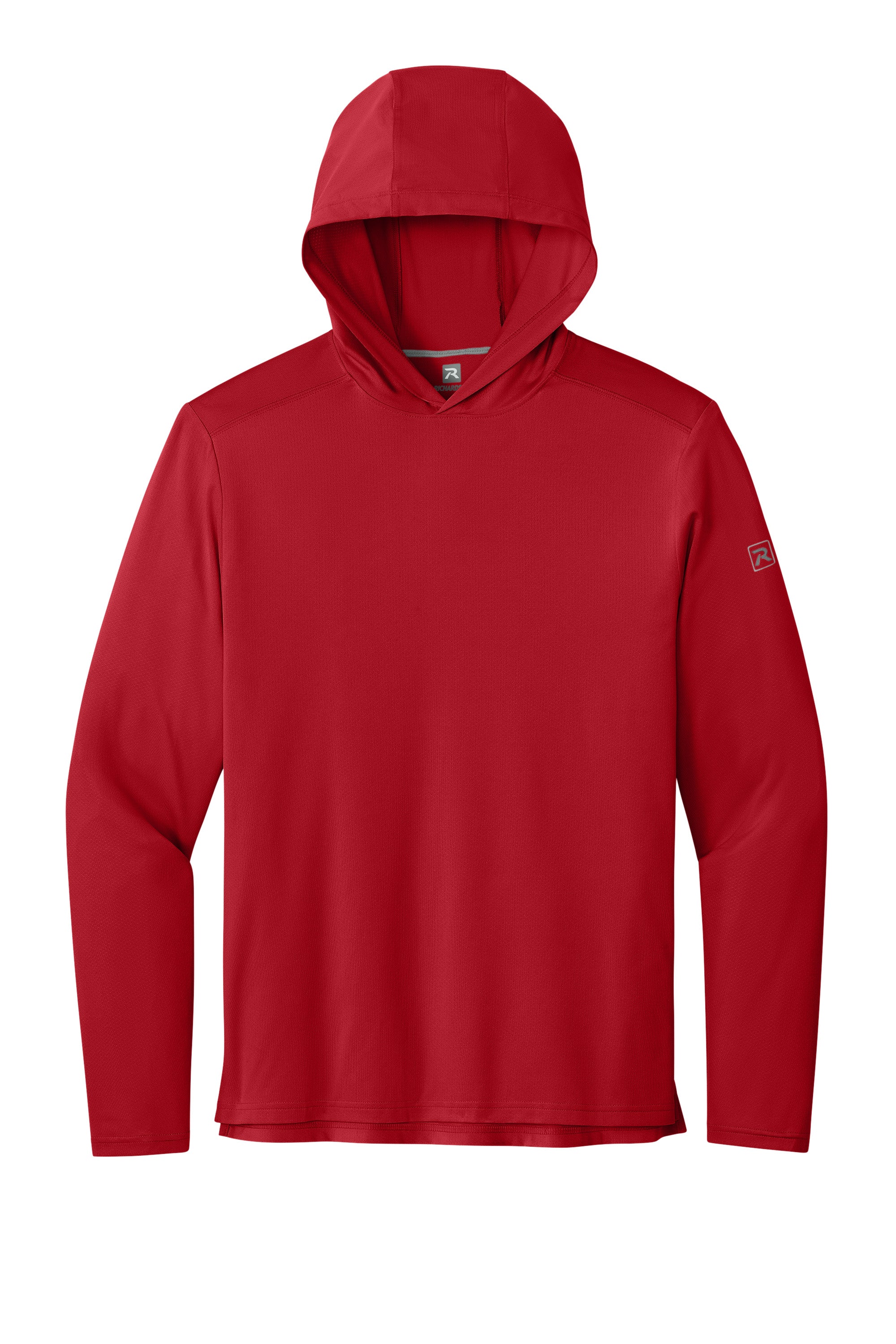 Richardson RA7110LSH Mens Clutch Long Sleeve Hooded T-Shirt Hoodie Red Flat Front