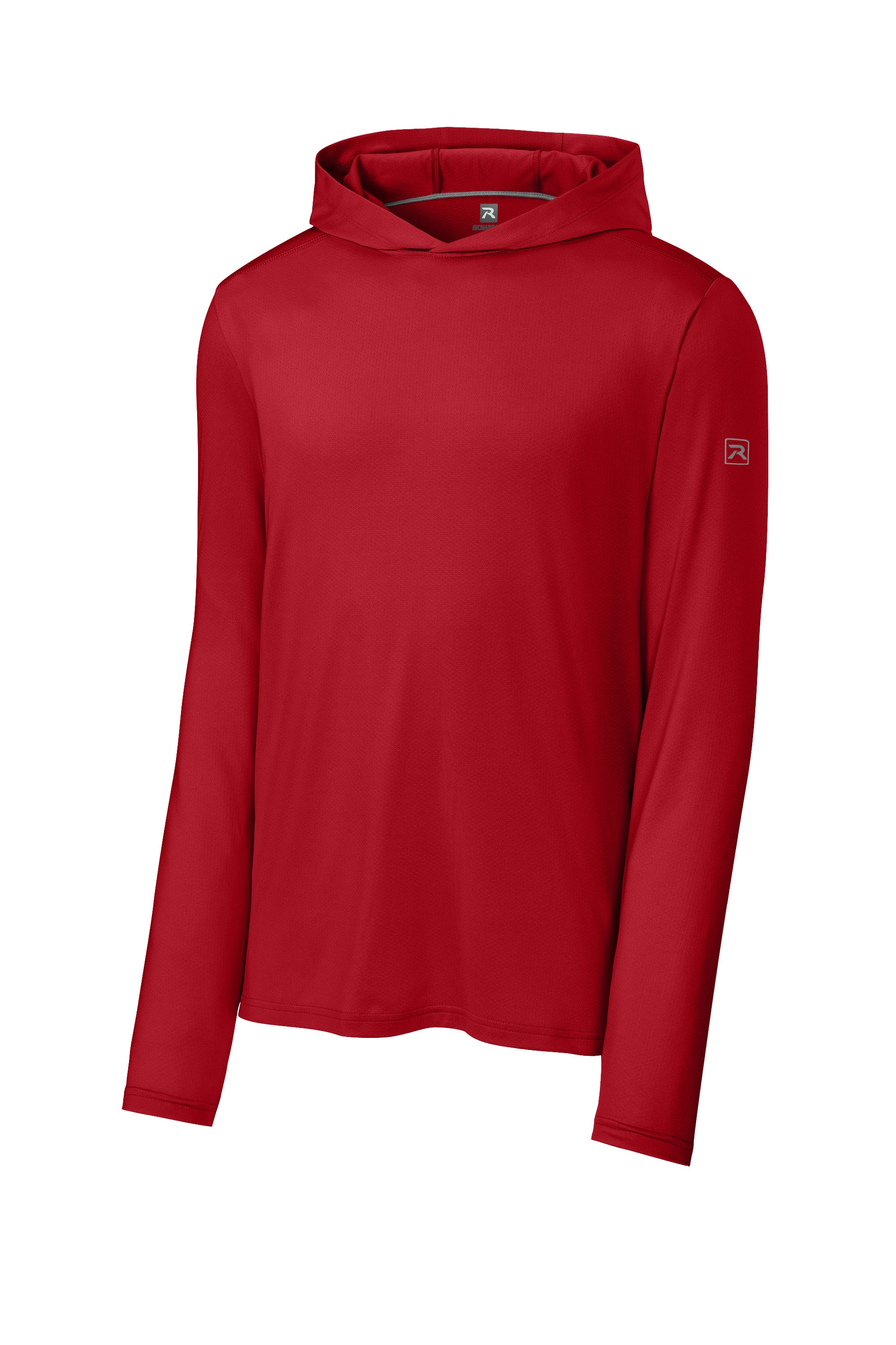 Richardson RA7110LSH Mens Clutch Long Sleeve Hooded T-Shirt Hoodie Red Form Front