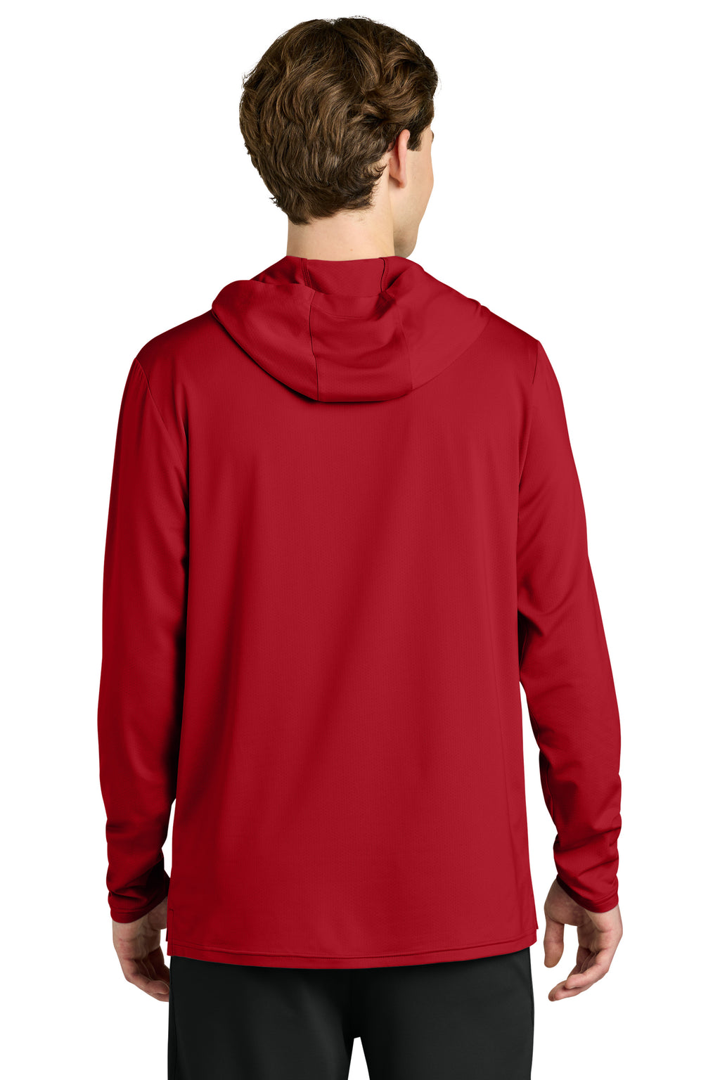 Richardson RA7110LSH Mens Clutch Long Sleeve Hooded T-Shirt Hoodie Red Model Back