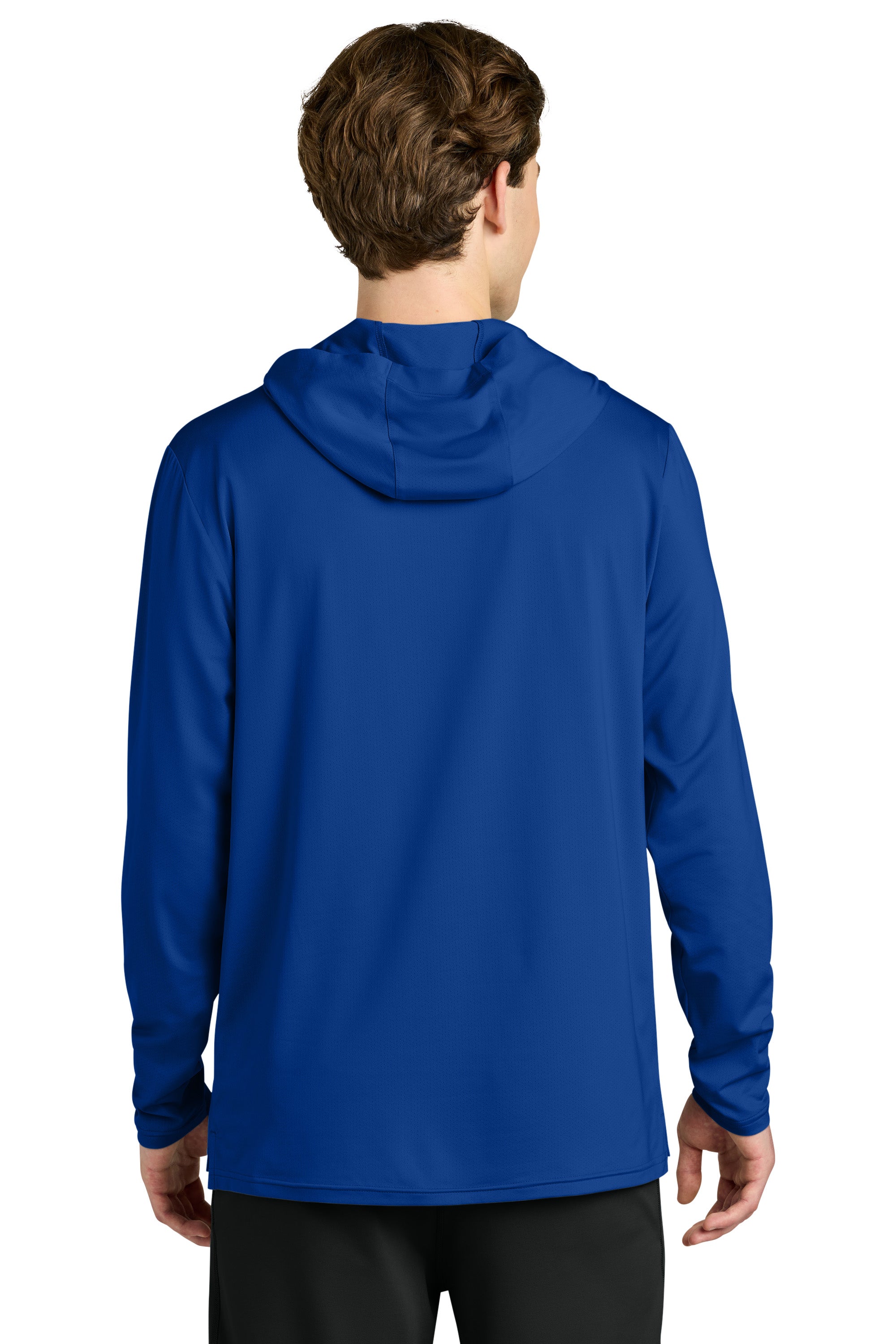 Richardson RA7110LSH Mens Clutch Long Sleeve Hooded T-Shirt Hoodie Royal Blue Model Back