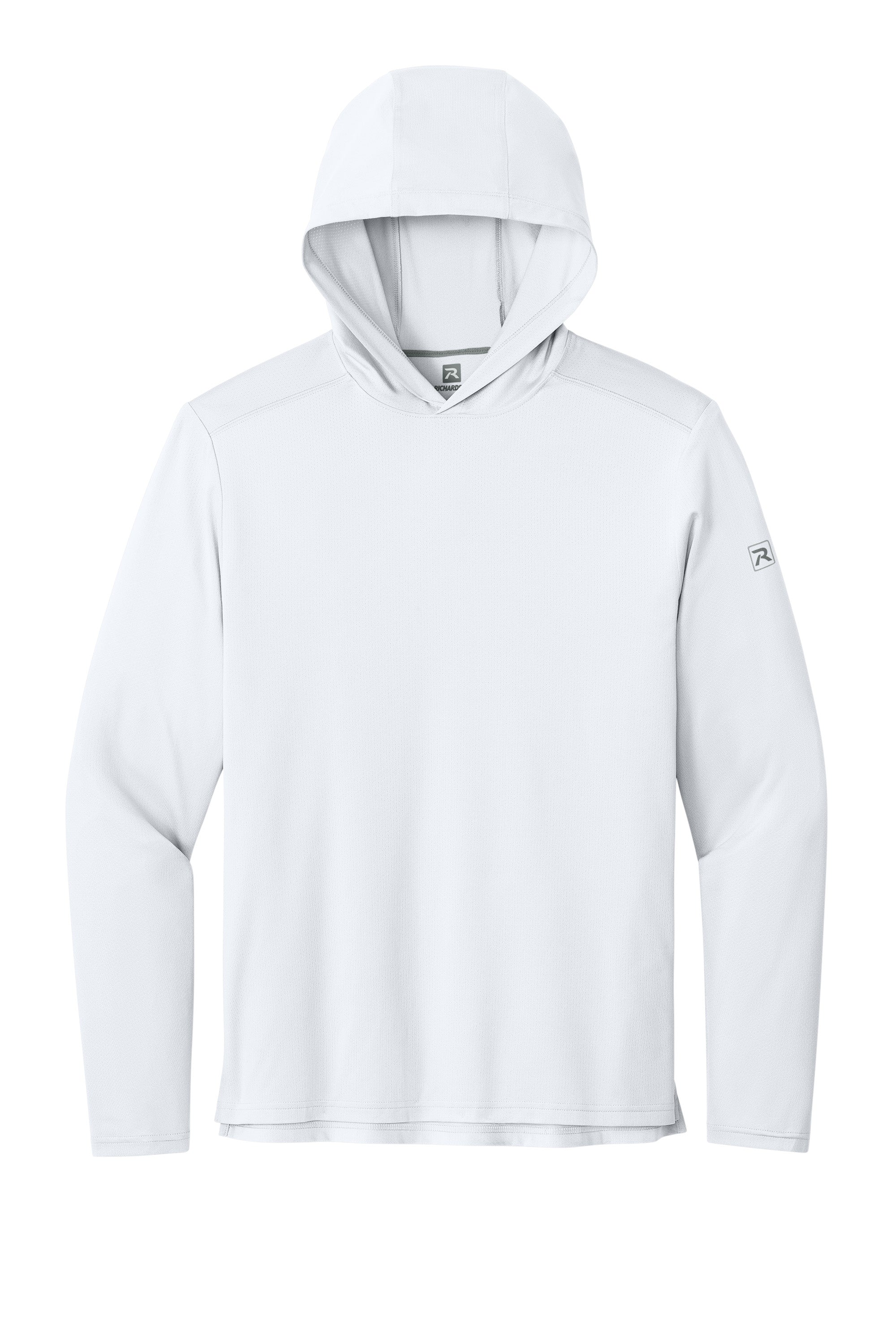 Richardson RA7110LSH Mens Clutch Long Sleeve Hooded T-Shirt Hoodie White Flat Front