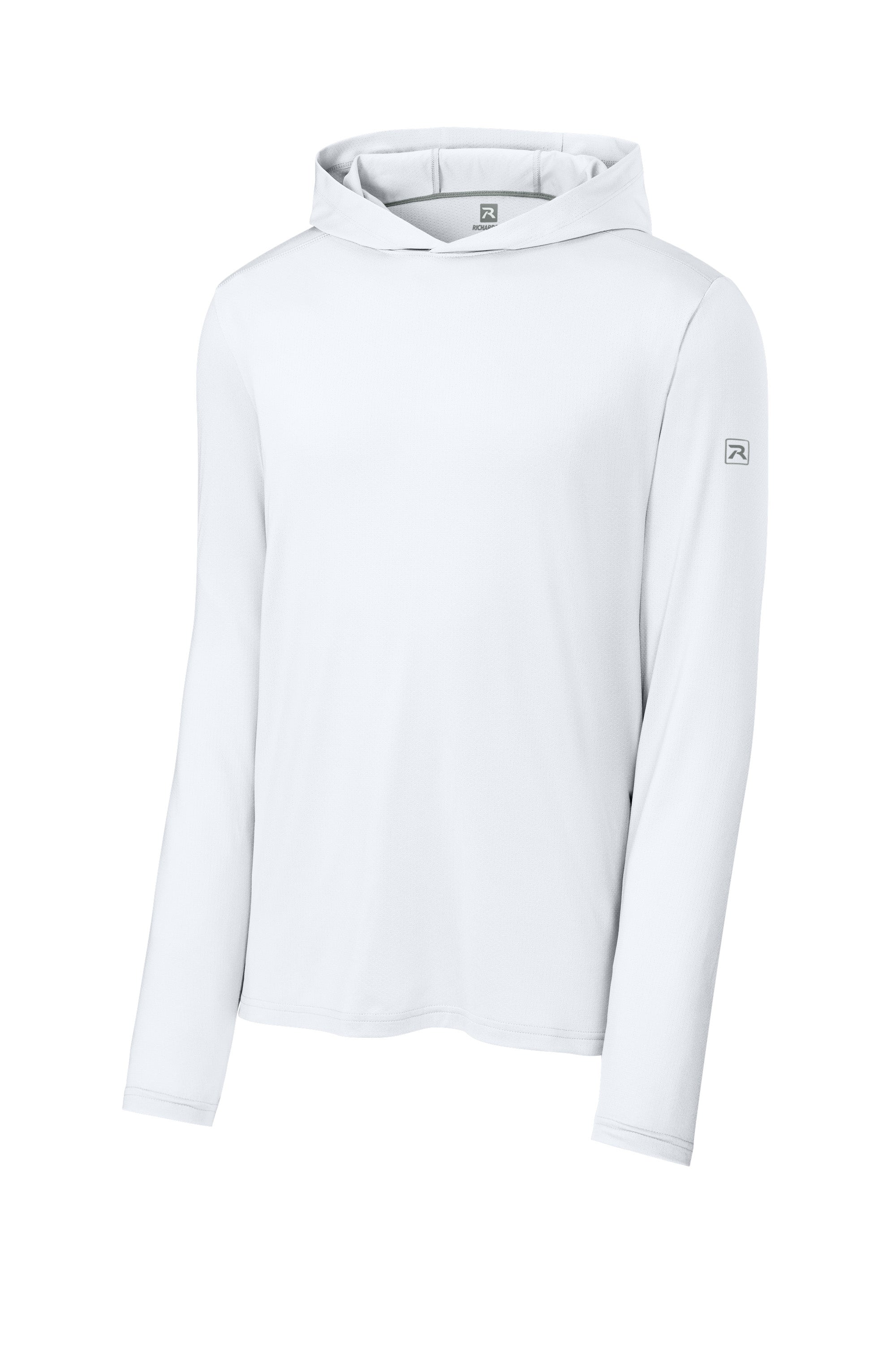 Richardson RA7110LSH Mens Clutch Long Sleeve Hooded T-Shirt Hoodie White Form Front