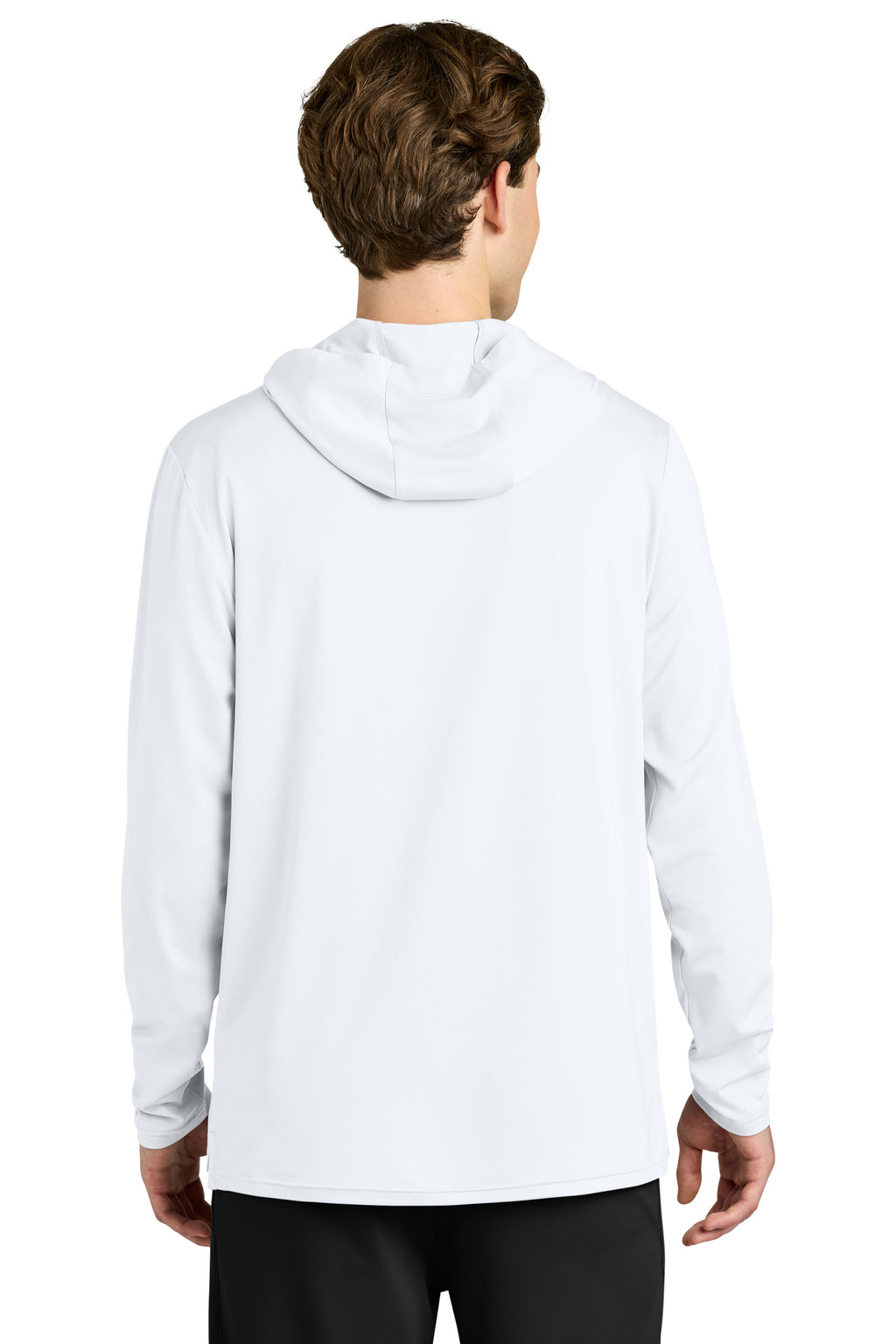 Richardson RA7110LSH Mens Clutch Long Sleeve Hooded T-Shirt Hoodie White Model Back