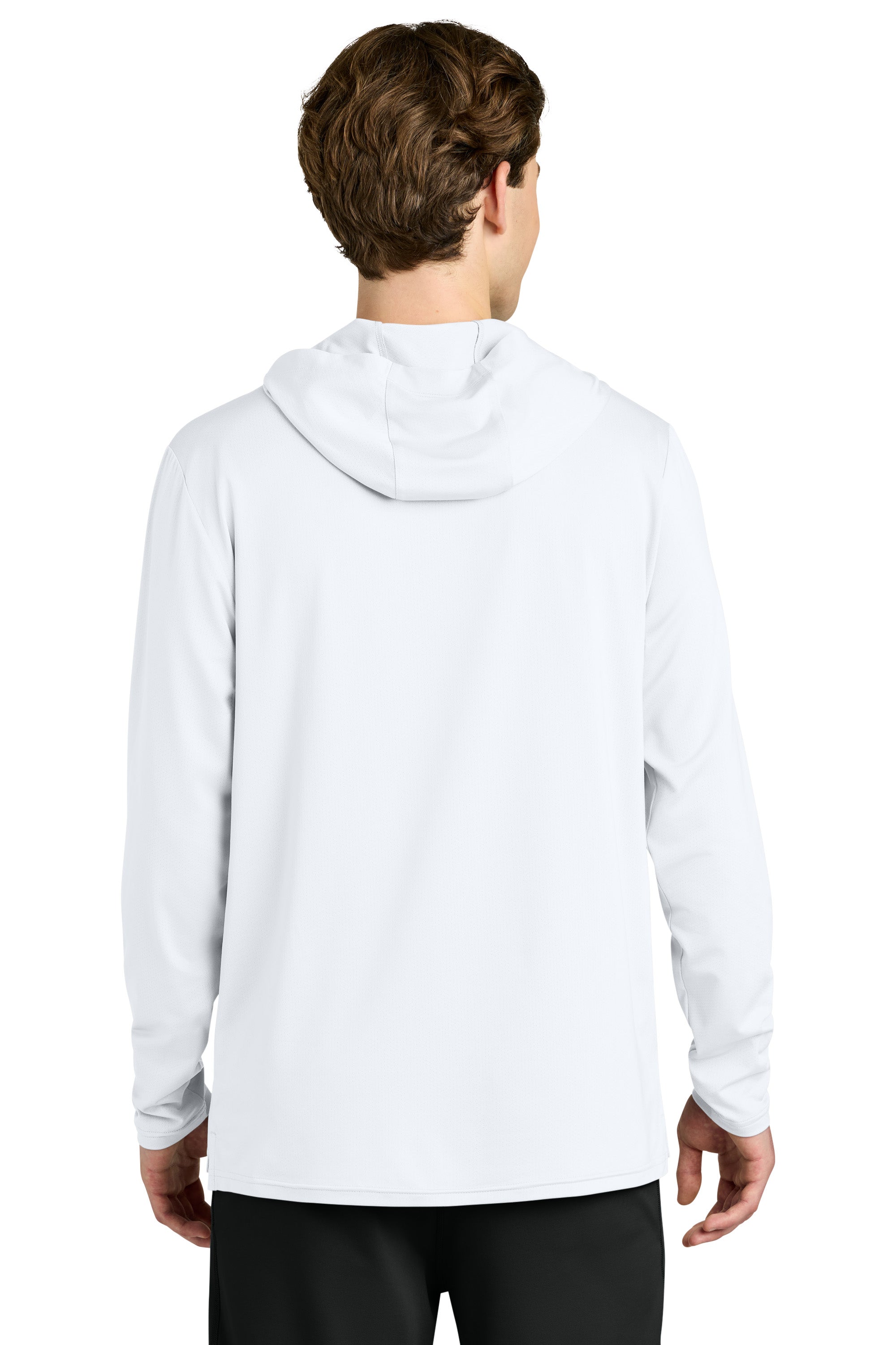 Richardson RA7110LSH Mens Clutch Long Sleeve Hooded T-Shirt Hoodie White Model Back