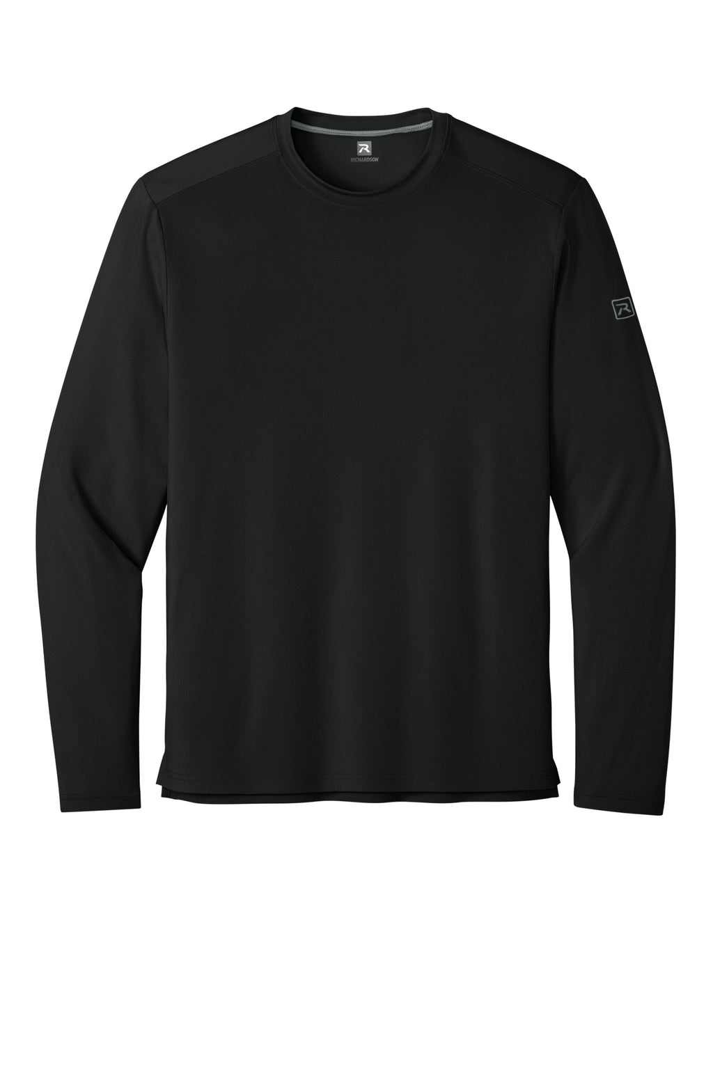 Richardson RA7110LS Mens Clutch Long Sleeve Crewneck T-Shirt Black Flat Front
