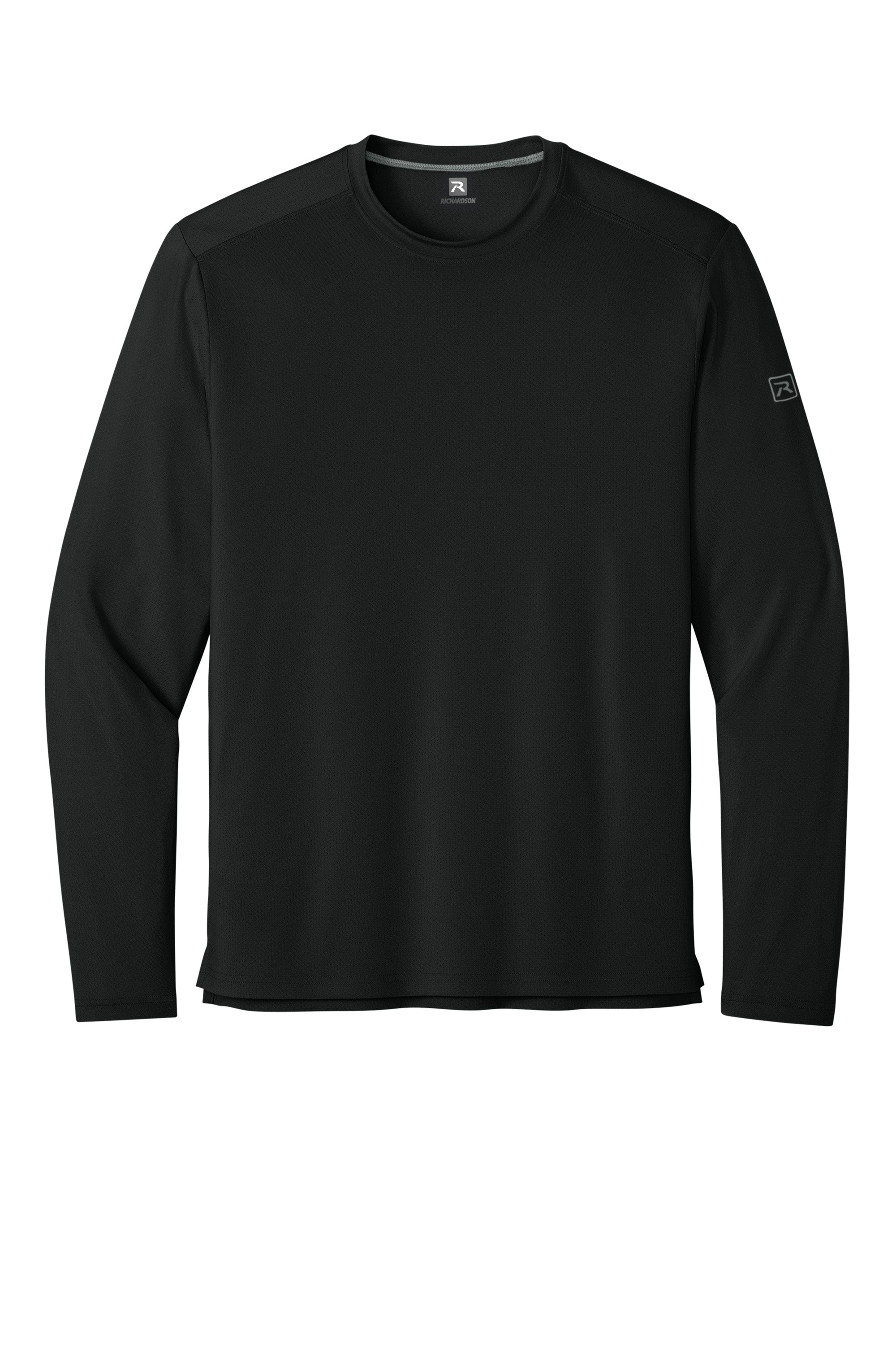 Richardson RA7110LS Mens Clutch Long Sleeve Crewneck T-Shirt Black Flat Front