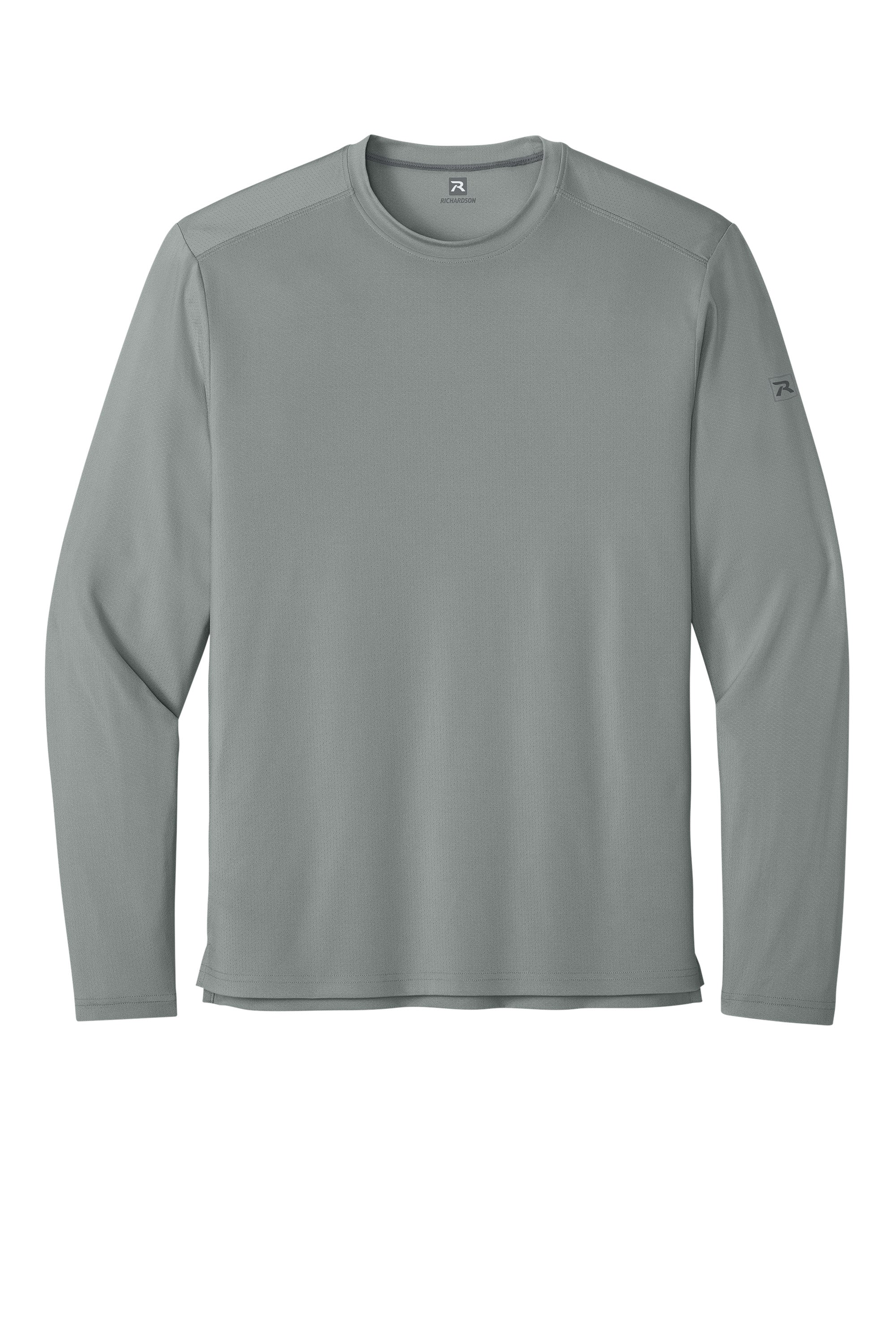 Richardson RA7110LS Mens Clutch Long Sleeve Crewneck T-Shirt Grey Flat Front