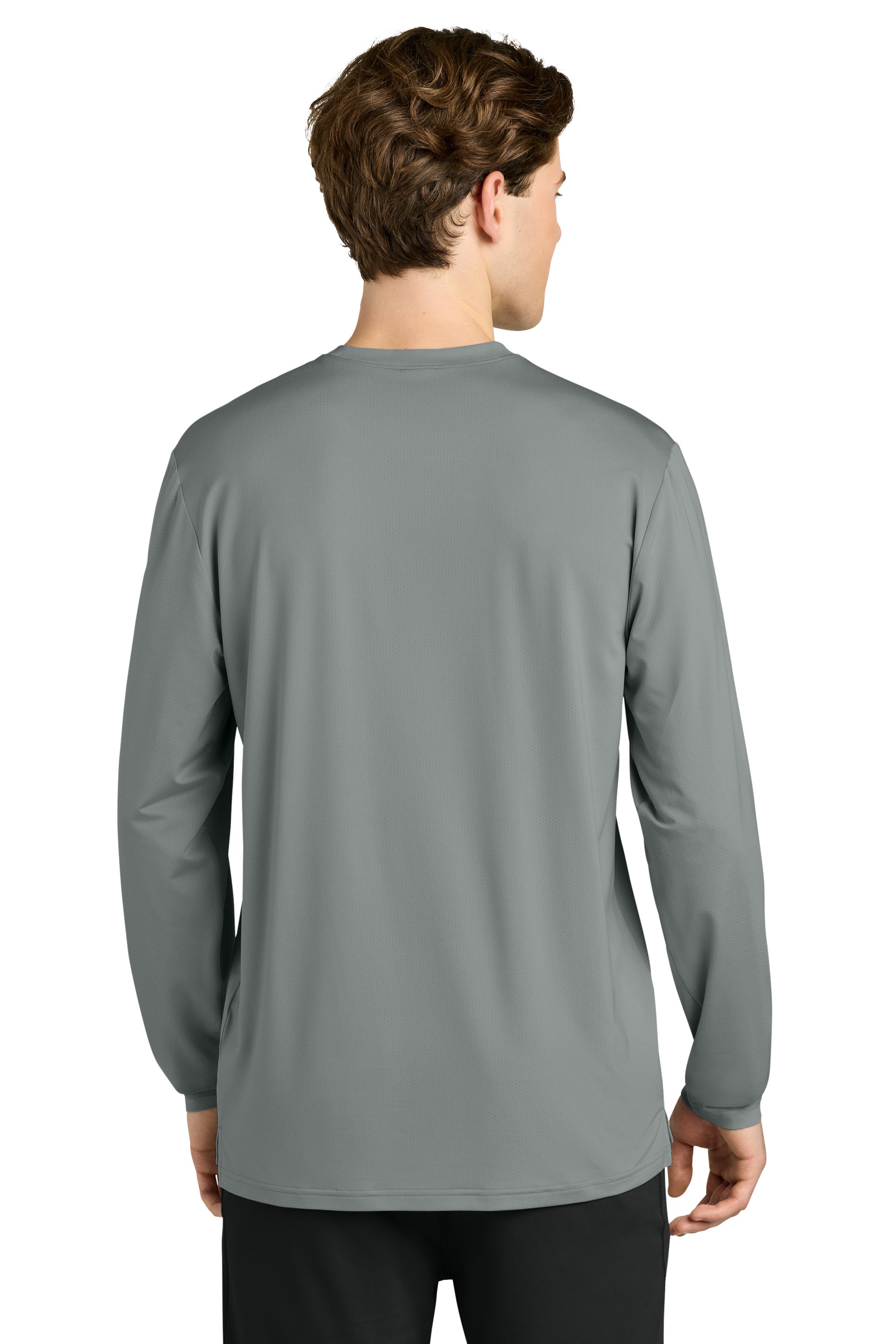 Richardson RA7110LS Mens Clutch Long Sleeve Crewneck T-Shirt Grey Model Back