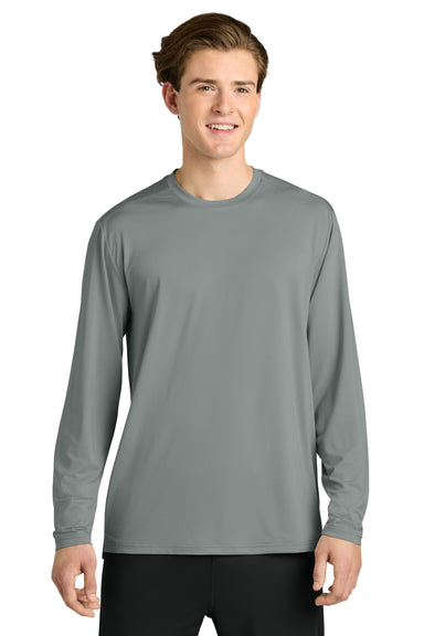 Richardson RA7110LS Mens Clutch Long Sleeve Crewneck T-Shirt Grey Model Front