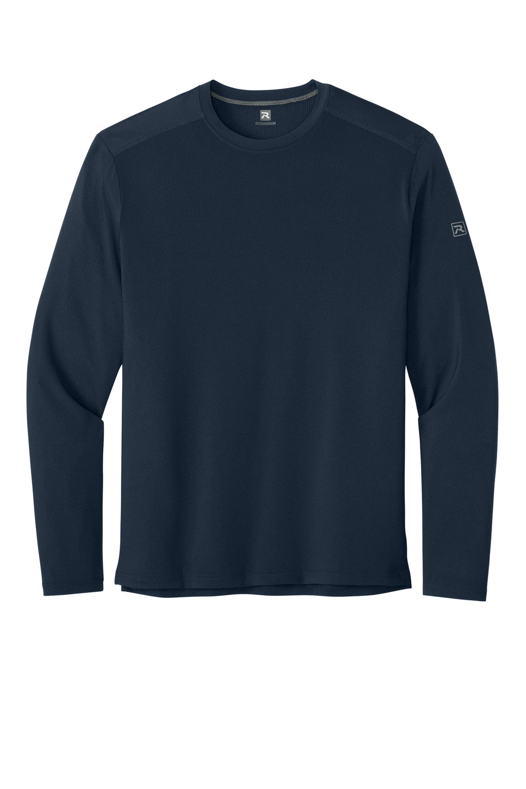 Richardson RA7110LS Mens Clutch Long Sleeve Crewneck T-Shirt Navy Blue Flat Front
