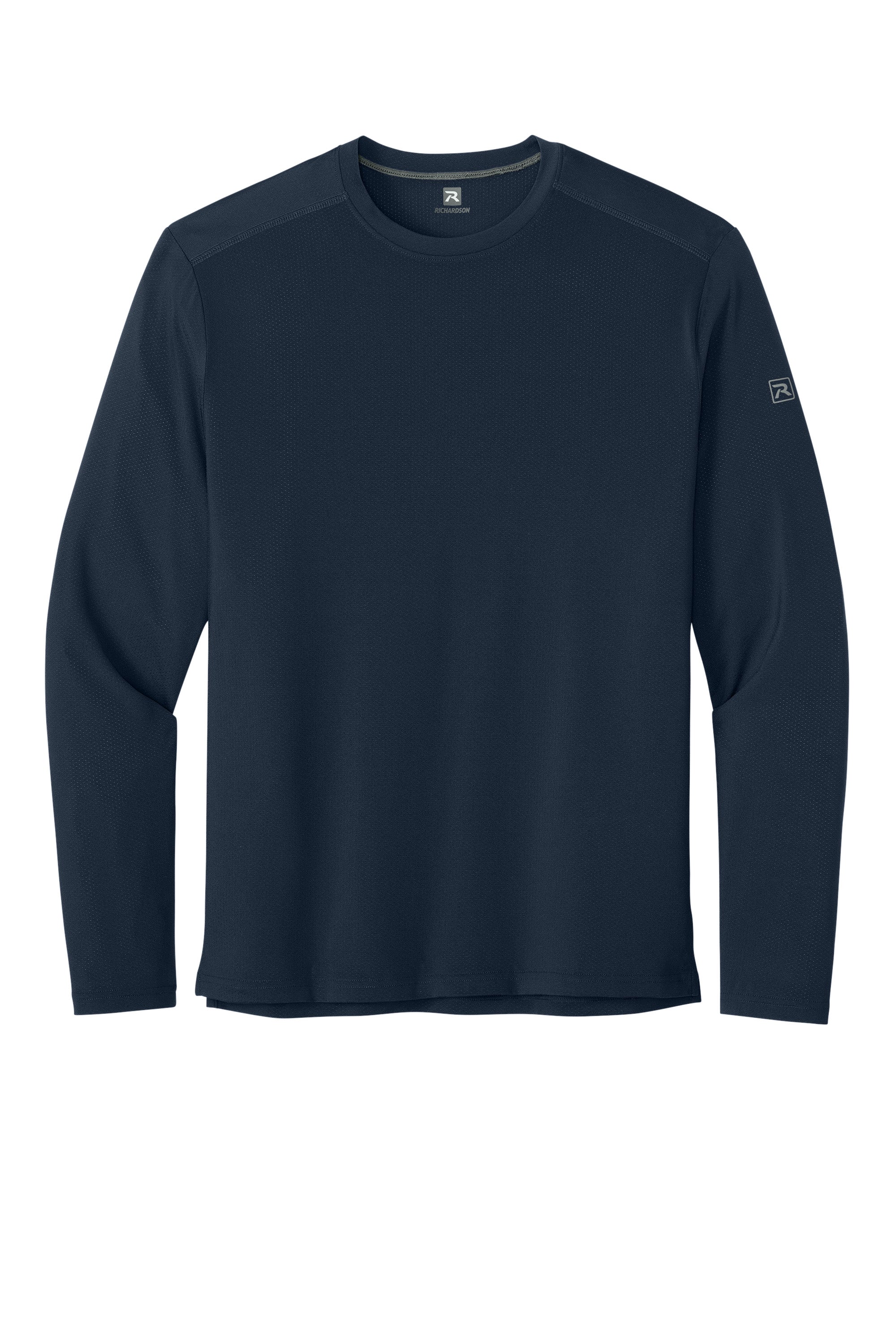 Richardson RA7110LS Mens Clutch Long Sleeve Crewneck T-Shirt Navy Blue Flat Front