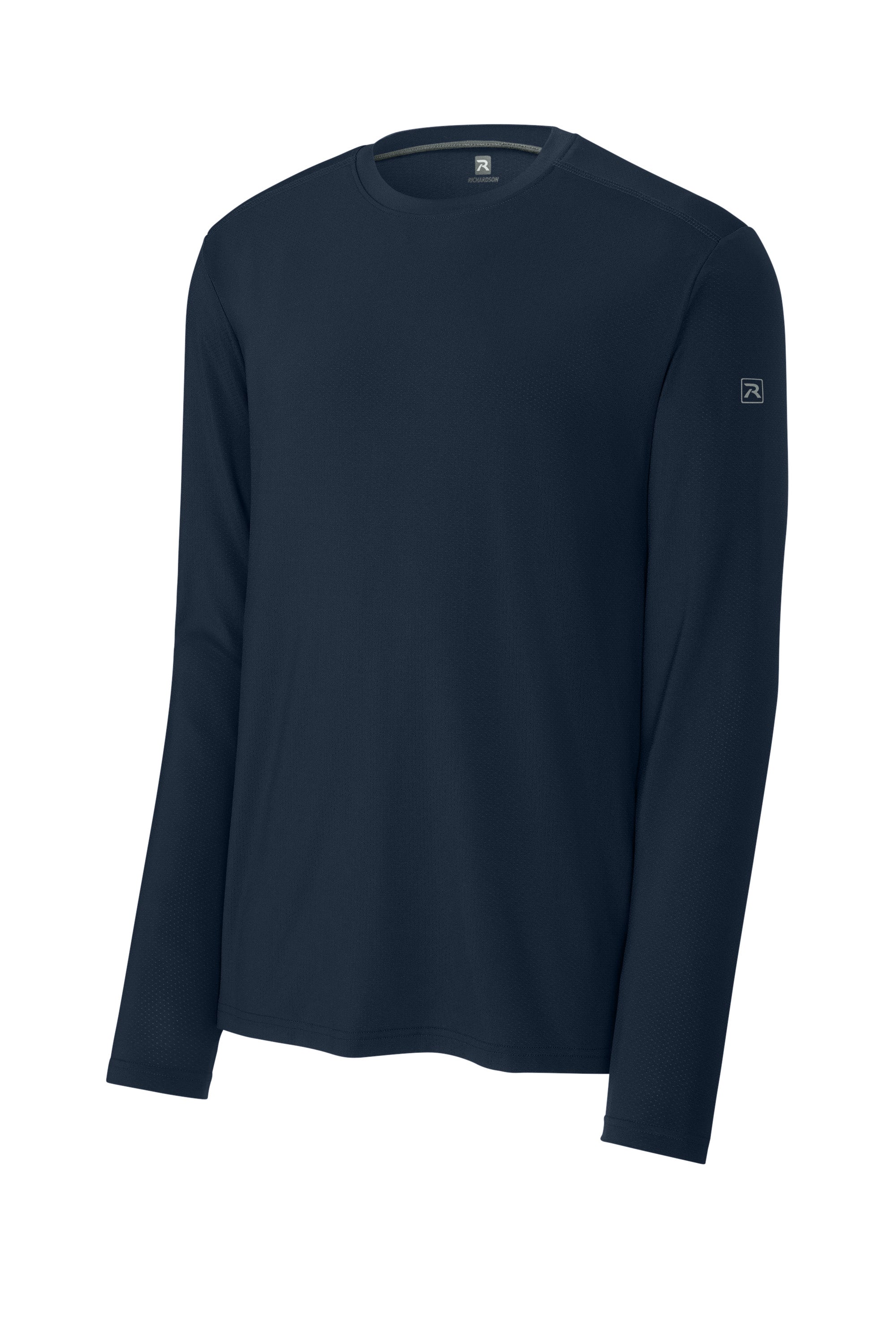 Richardson RA7110LS Mens Clutch Long Sleeve Crewneck T-Shirt Navy Blue Form Front